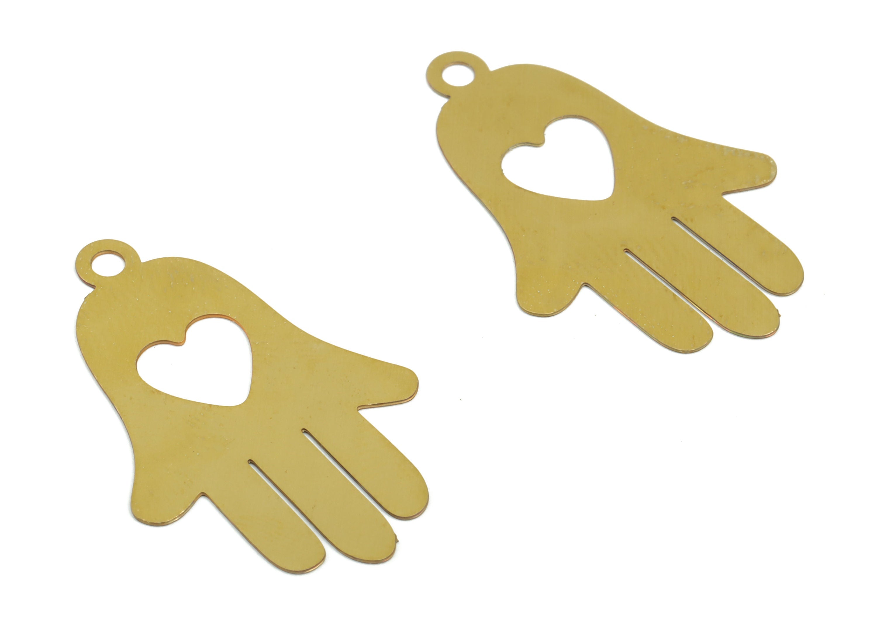 Raw Brass Hand Heart Charm – Hand Heart Charm – Brass Hand Earring Charm – Jewelry Making – Earring Charm - 29.72× 19.46× 0.29mm - JJC11959 - DOMEDBAZAAR