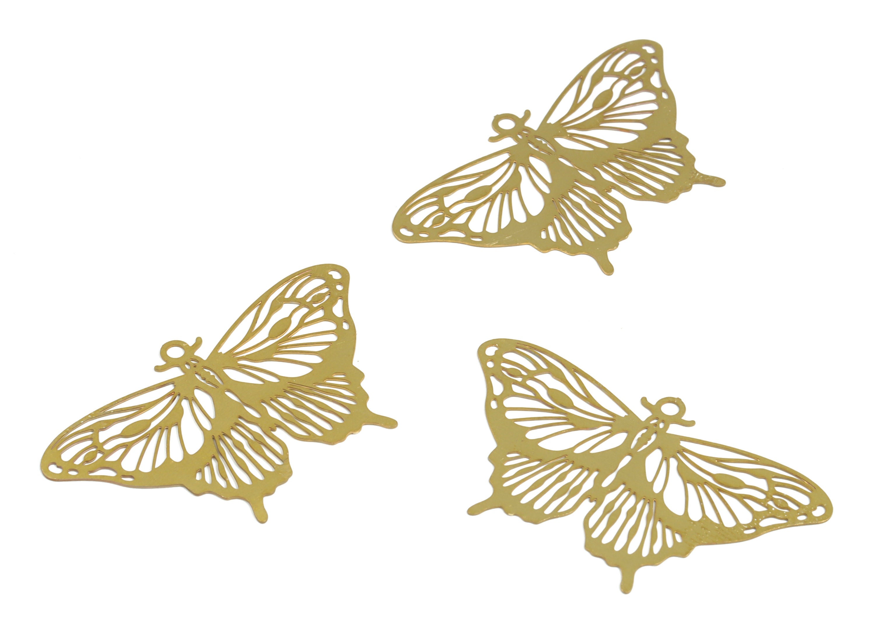 Raw Brass Butterfly Charm - Raw Brass Butterfly Pendant – Brass Butterfly Findings - DIY Earring Charm - 39.22× 23.36× 0.28mm - JJB6624 - DOMEDBAZAAR