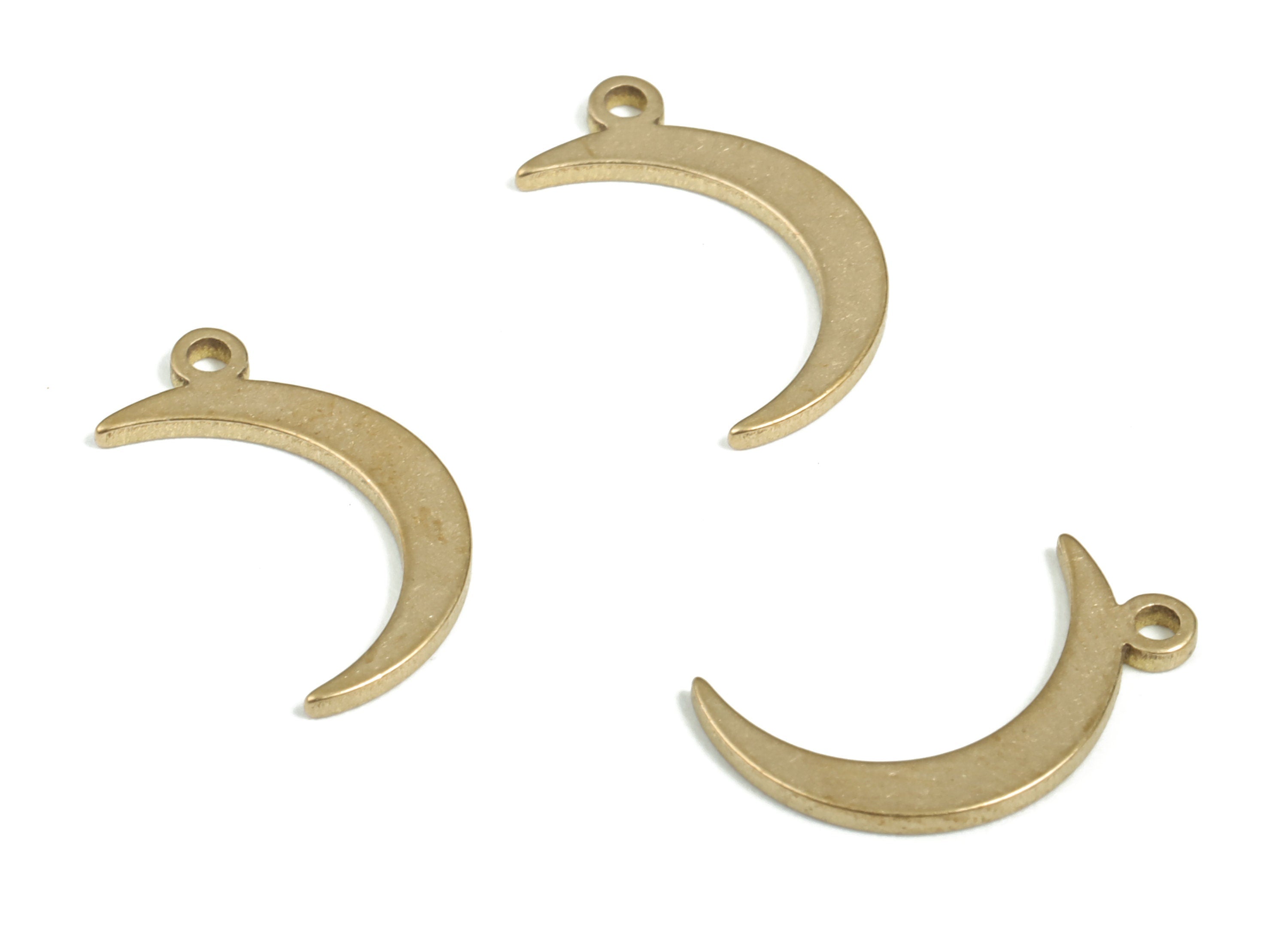 Brass Crescent Earring Charms - Raw Brass Moon Pendant - Earring Findings - Jewelry Making Supplies - 16.07x8.83x0.94mm - PP3940 - DOMEDBAZAAR