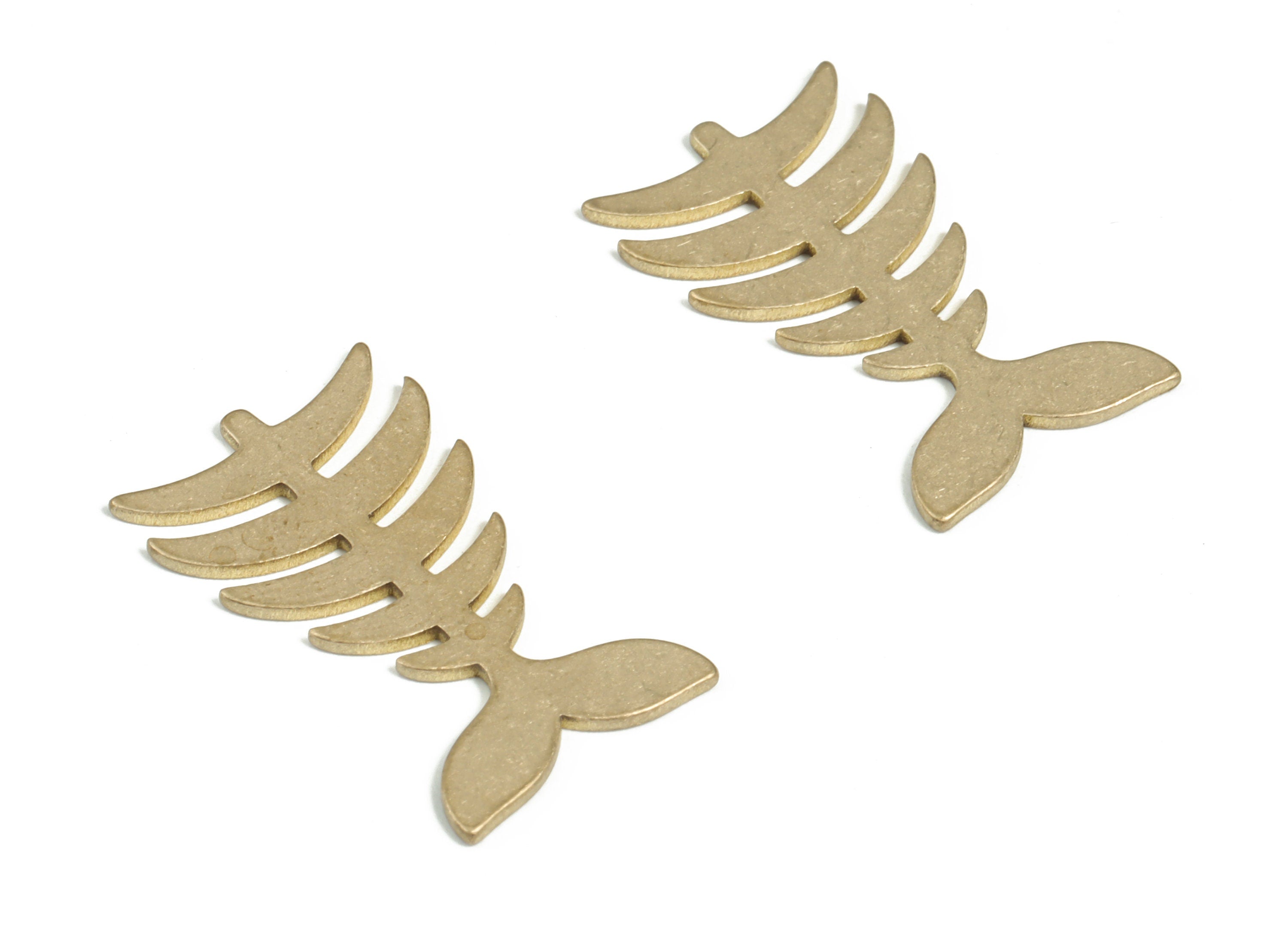Raw Brass Fish Skeleton – Fish Skeleton Pendant Charm - Fish Skeleton Earring Charm – Jewelry Making Supplies - 26.26×15.62×1mm - PP3943 - DOMEDBAZAAR