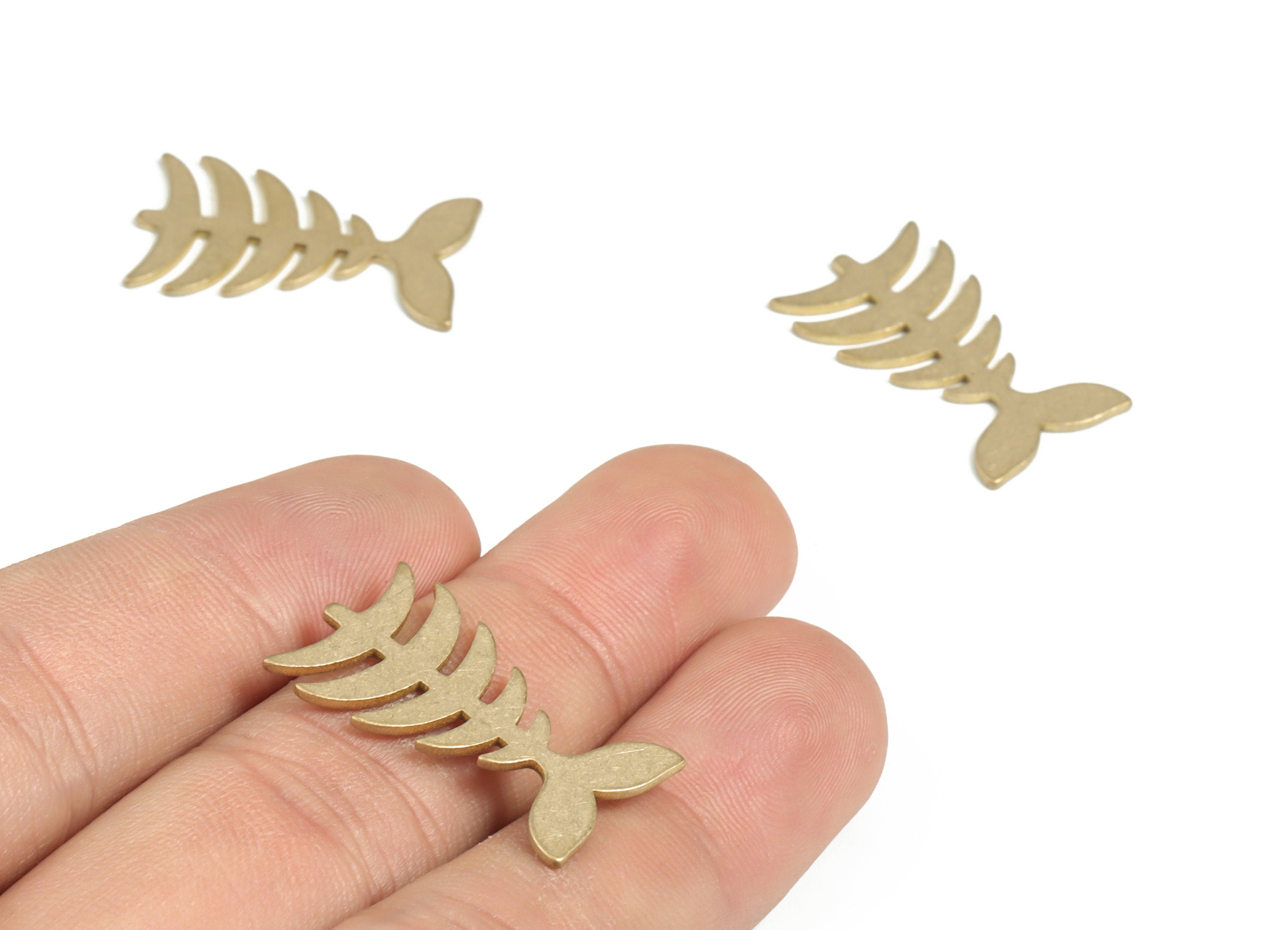 Raw Brass Fish Skeleton – Fish Skeleton Pendant Charm - Fish Skeleton Earring Charm – Jewelry Making Supplies - 26.26×15.62×1mm - PP3943 - DOMEDBAZAAR