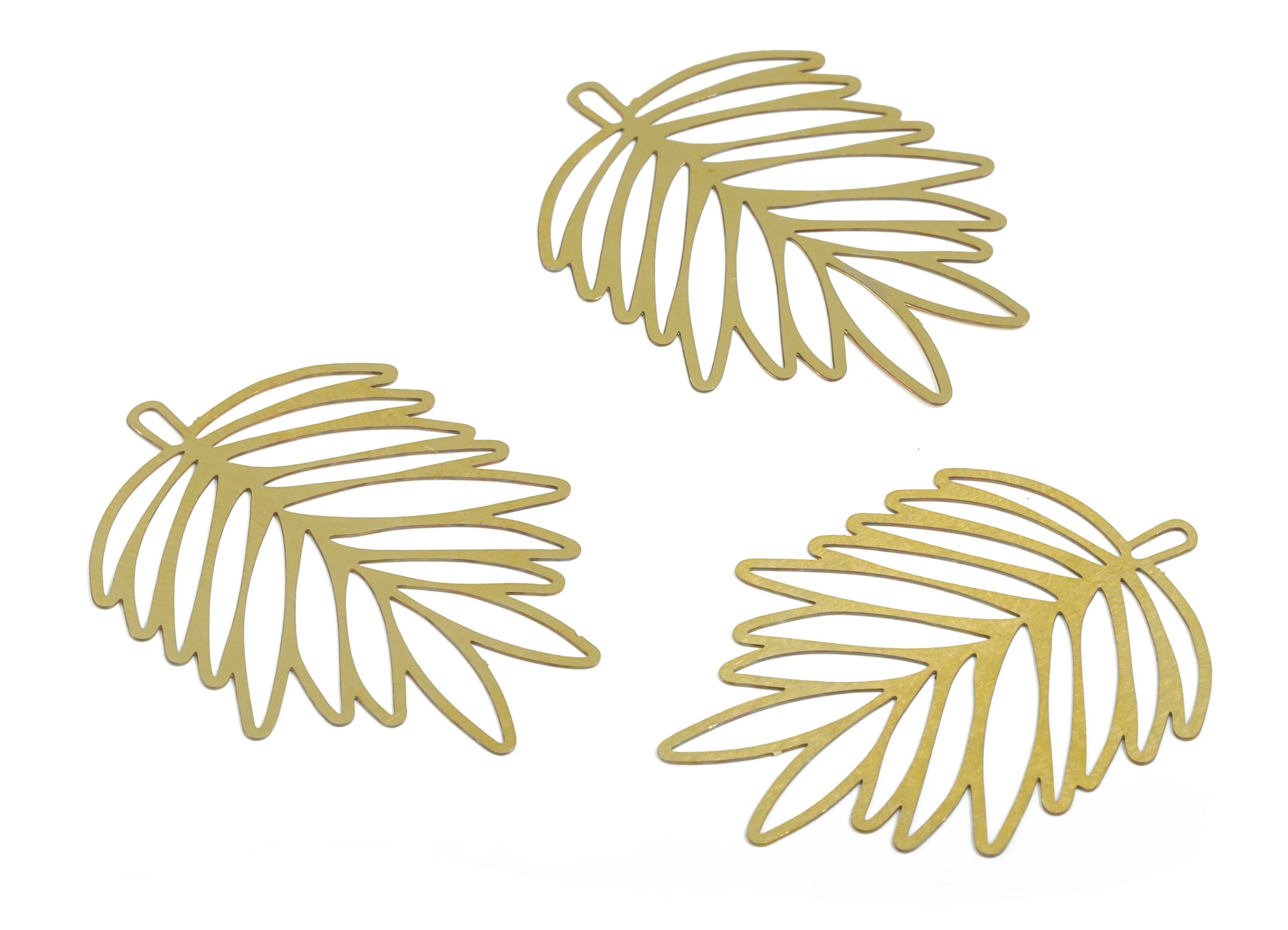 Raw Brass Leaf Charm - Raw Brass Leaf Charms Pendant – Brass Leaf Earrings Charms - Jewelry Making - 38.29×28.23× 0.29mm - JJB6152 - DOMEDBAZAAR