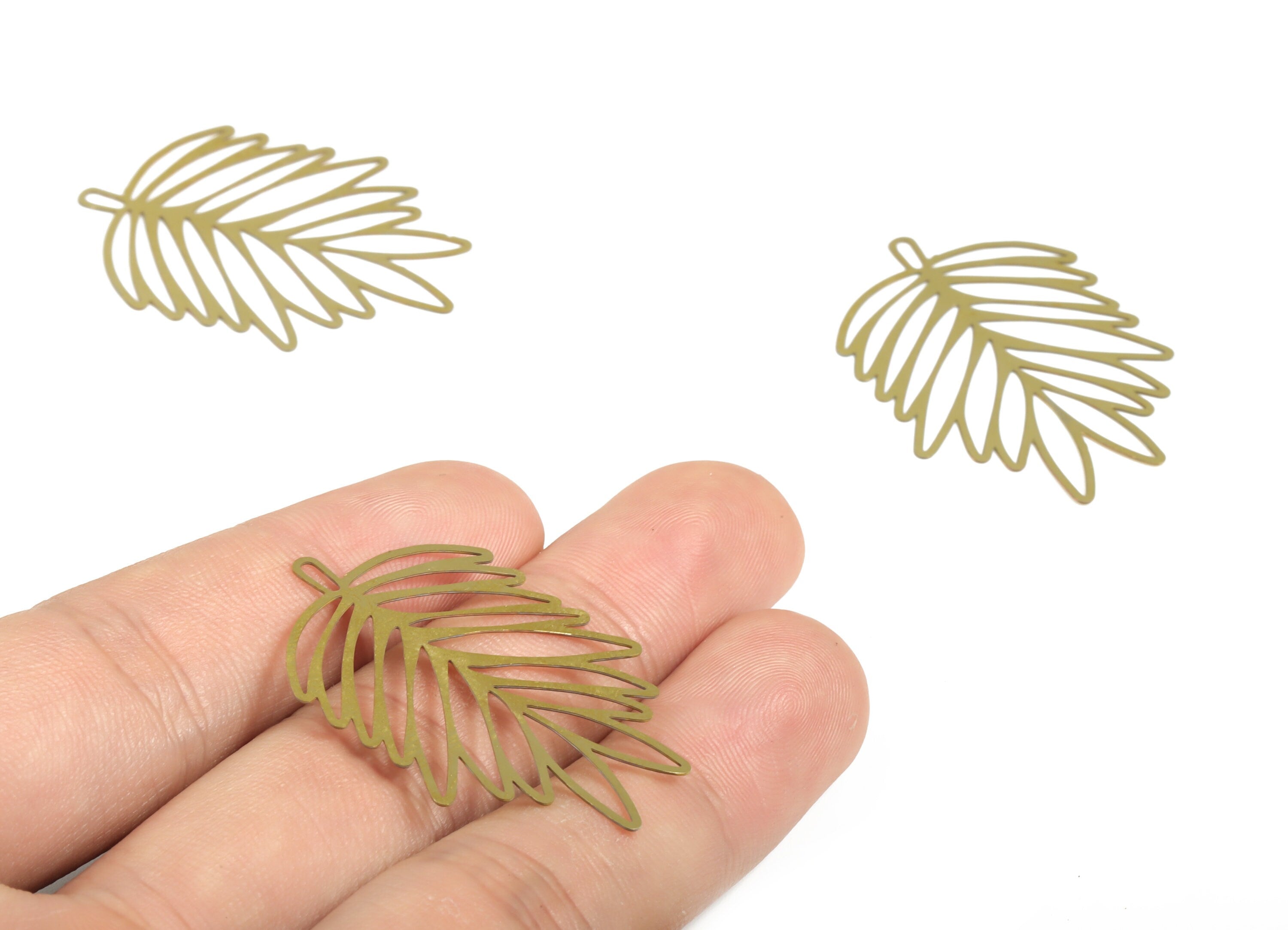Raw Brass Leaf Charm - Raw Brass Leaf Charms Pendant – Brass Leaf Earrings Charms - Jewelry Making - 38.29×28.23× 0.29mm - JJB6152 - DOMEDBAZAAR