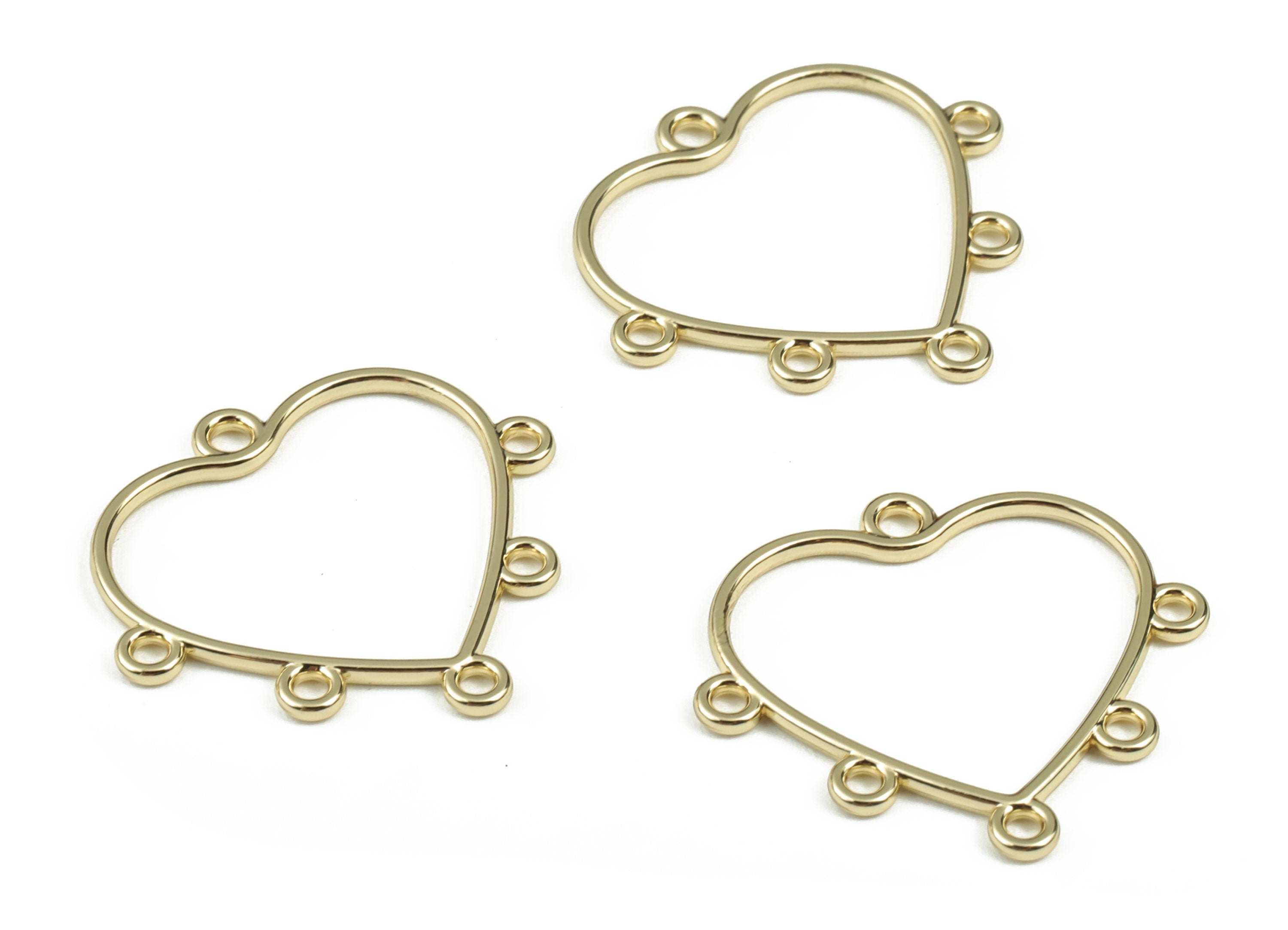 Alloy Heart Earring Charms – Alloy Heart Connector - Gold Tone Plated Alloy - Jewelry Making Supplies - 26.26x23.89x1.3mm - ZZ1970 - DOMEDBAZAAR