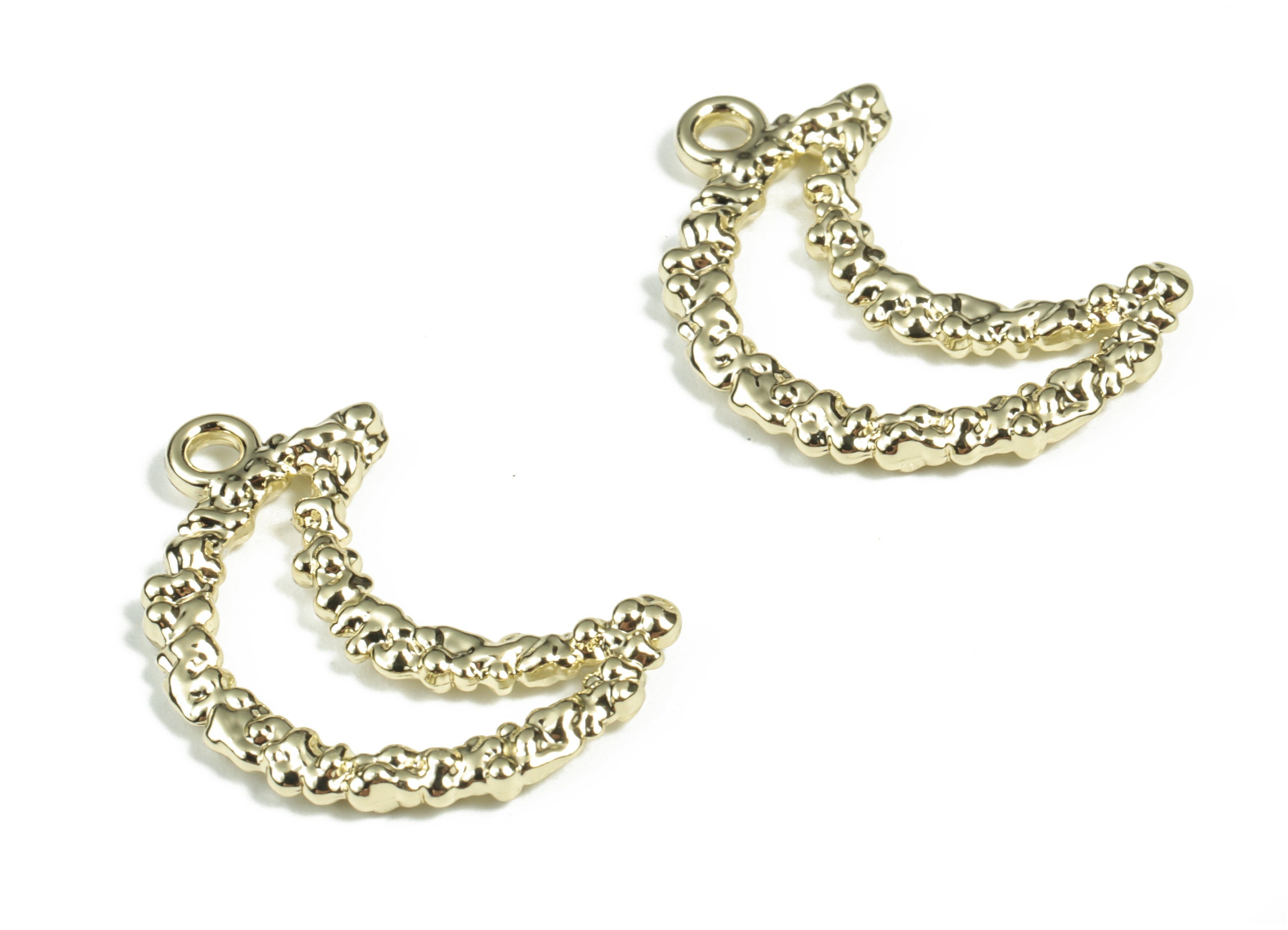 Alloy Crescent Earring Charms - Alloy Moon Pendant - Gold Tone Plated Alloy - Jewelry Making Supplies - 23.41x16.44x1.82mm - ZZ1966 - DOMEDBAZAAR
