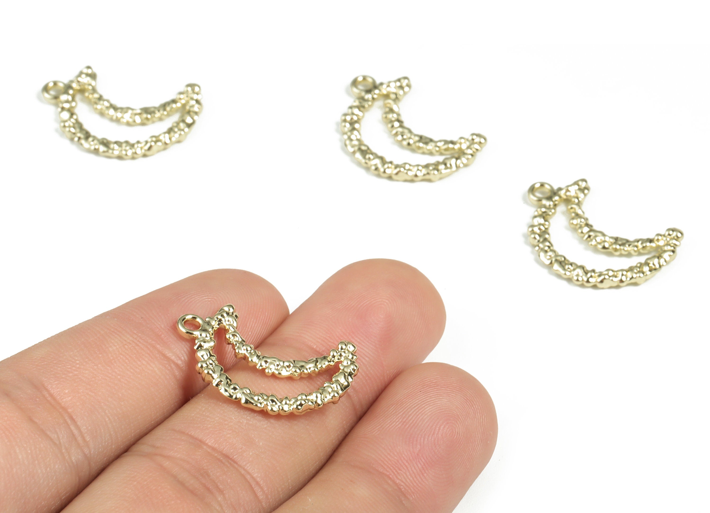 Alloy Crescent Earring Charms - Alloy Moon Pendant - Gold Tone Plated Alloy - Jewelry Making Supplies - 23.41x16.44x1.82mm - ZZ1966 - DOMEDBAZAAR