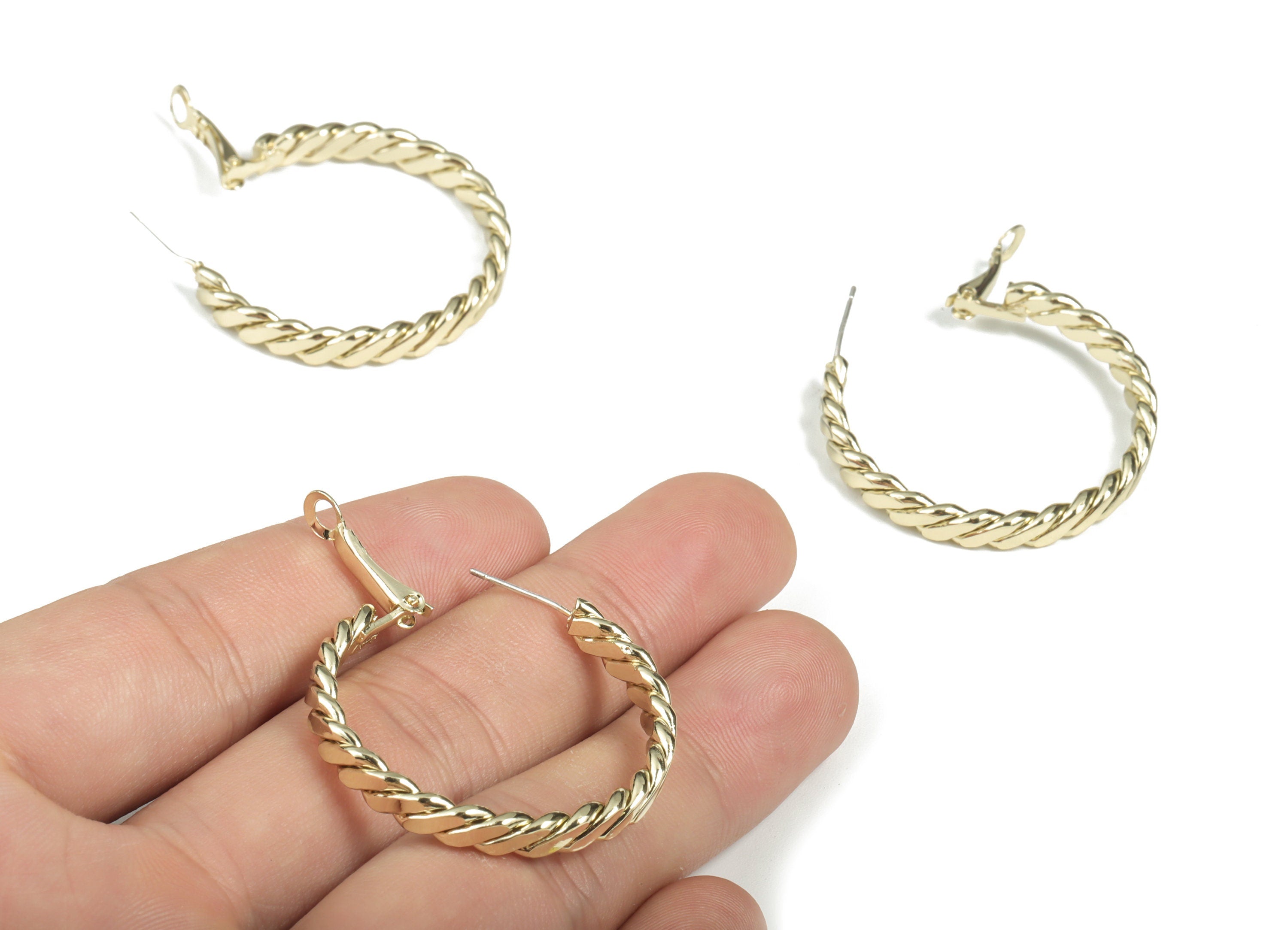 Alloy C Earring Post - Alloy C Earring Stud - Gold Tone Plated Alloy - 316 Surgical Stainless Steel Stud - 46.14x34.11x2.5mm - ZZ1967 - DOMEDBAZAAR
