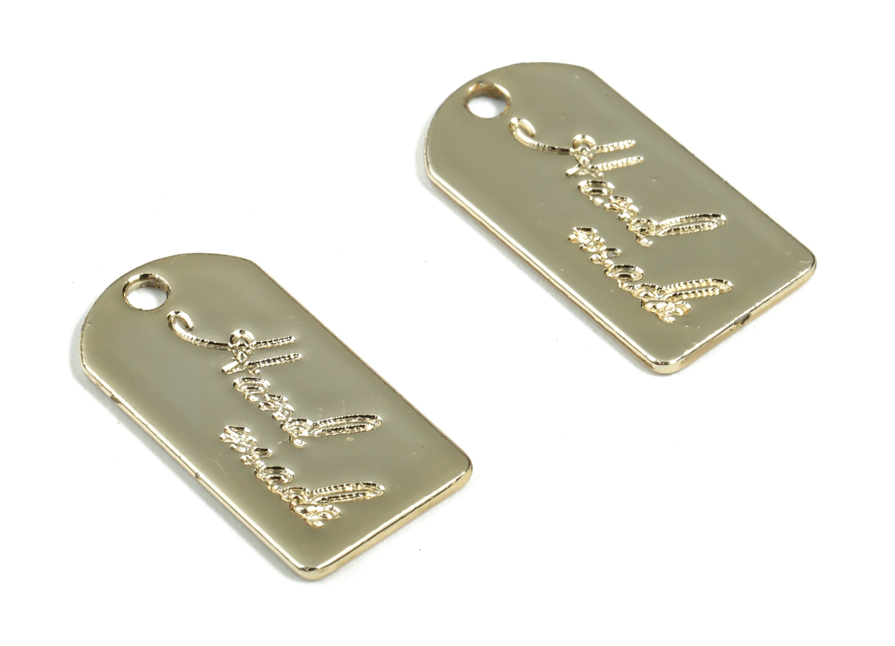Alloy D Handmade Earring Charms - Gold Alloy D Pendant - Gold Tone Plated Alloy - Jewelry Making Supplies - 18.65x9.98x0.94mm - ZZ1763 - DOMEDBAZAAR