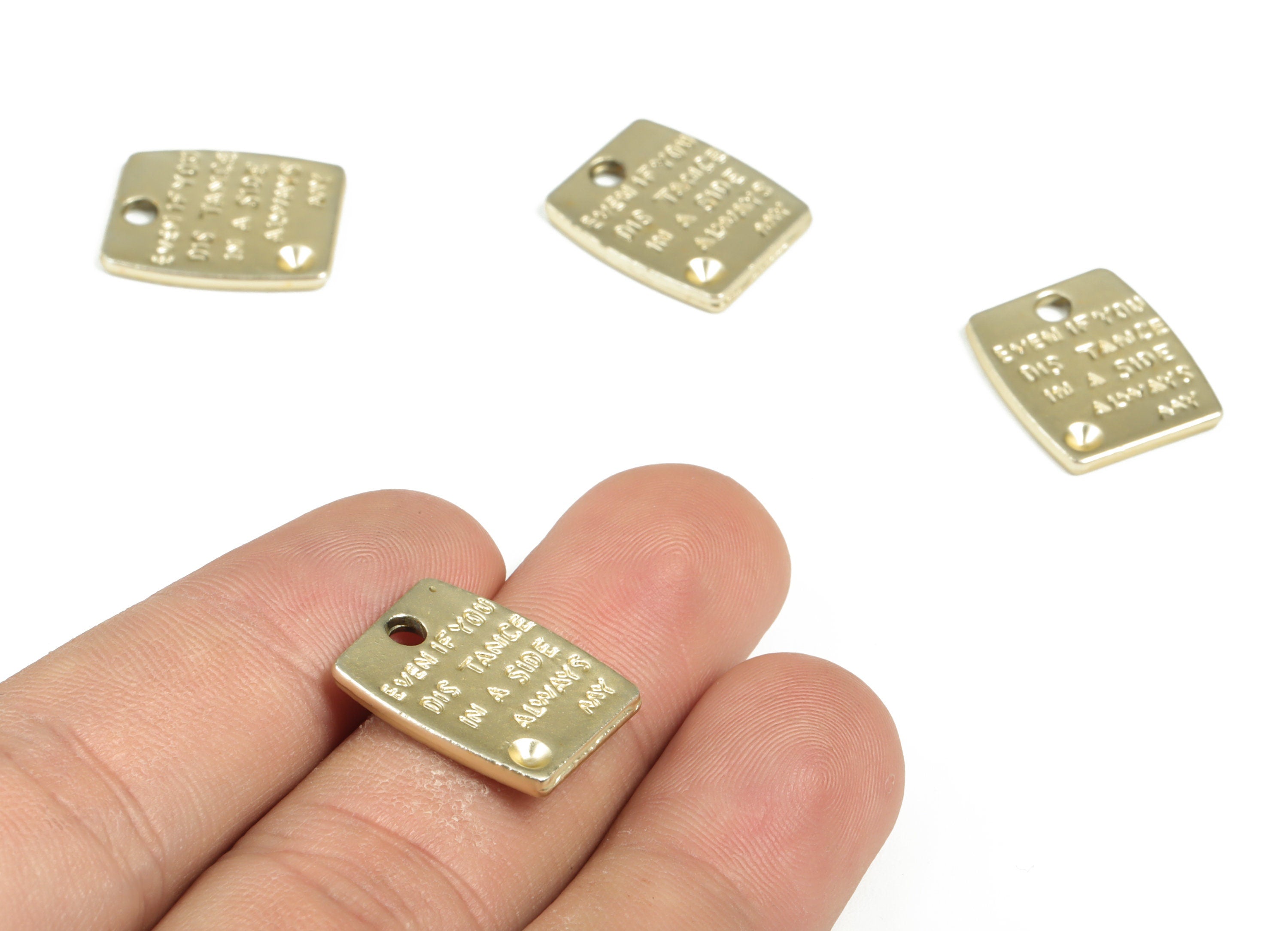 Alloy Square Letter Earring Charms - Gold Alloy Square Pendant - Gold Tone Plated Alloy - Jewelry Making Supplies - 18.28x15x1.7mm - ZZ1768 - DOMEDBAZAAR