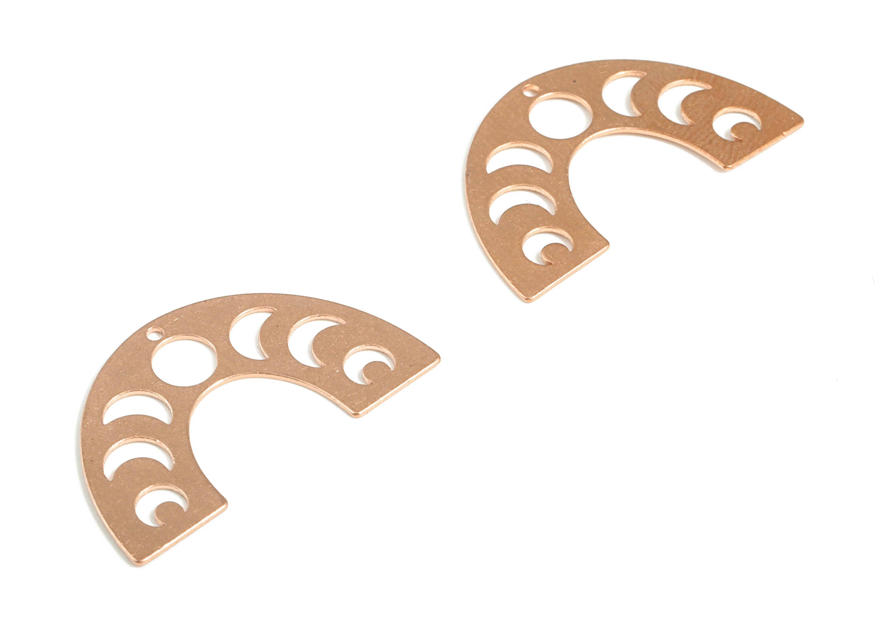 Raw Copper Phases Of Moon Earring Charm - Half Moon Pendant - Jewelry Making Supplies Semi circle - 30.03x17.78x0.58mm - PP3844 - DOMEDBAZAAR