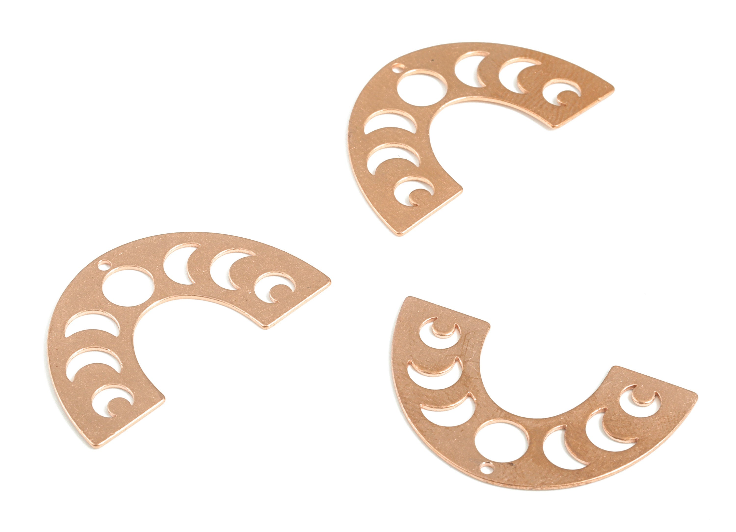 Raw Copper Phases Of Moon Earring Charm - Half Moon Pendant - Jewelry Making Supplies Semi circle - 30.03x17.78x0.58mm - PP3844 - DOMEDBAZAAR