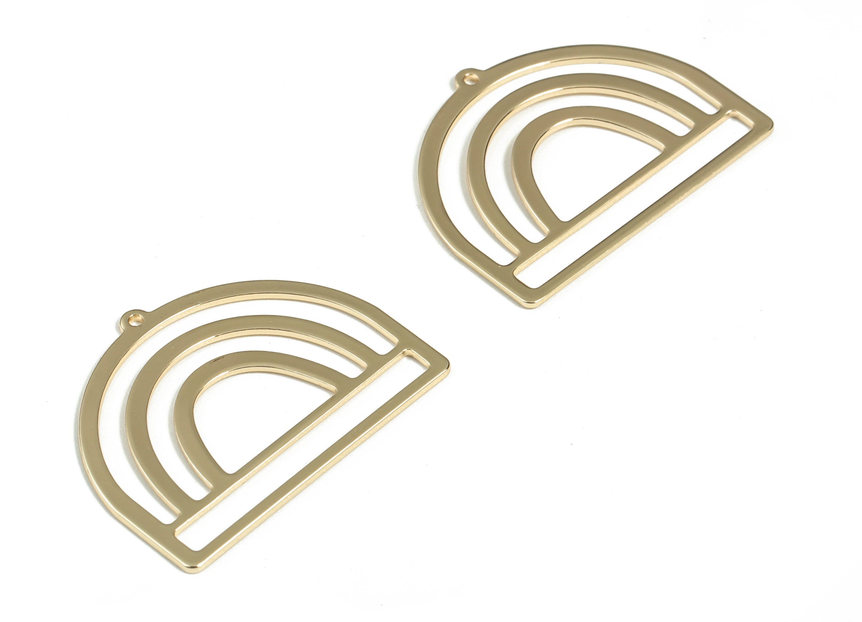 Brass Rainbow Domed Earring Charms - Gold Semi circle Pendant - 18K Real Gold  Plated Brass - Jewelry Supplies - 30.04x23x0.85mm - RGP2958G - DOMEDBAZAAR