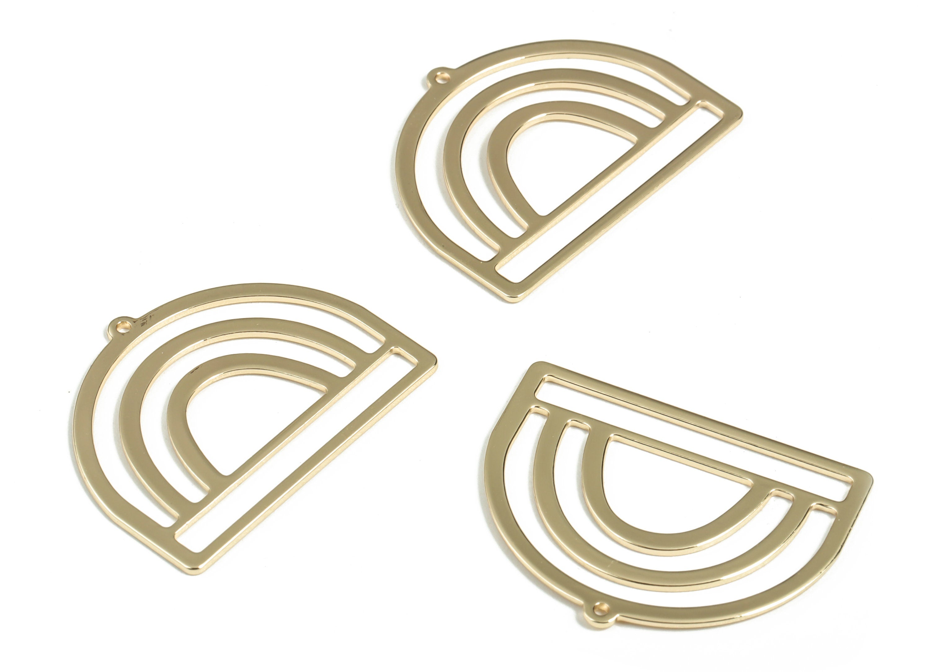 Brass Rainbow Domed Earring Charms - Gold Semi circle Pendant - 18K Real Gold  Plated Brass - Jewelry Supplies - 30.04x23x0.85mm - RGP2958G - DOMEDBAZAAR