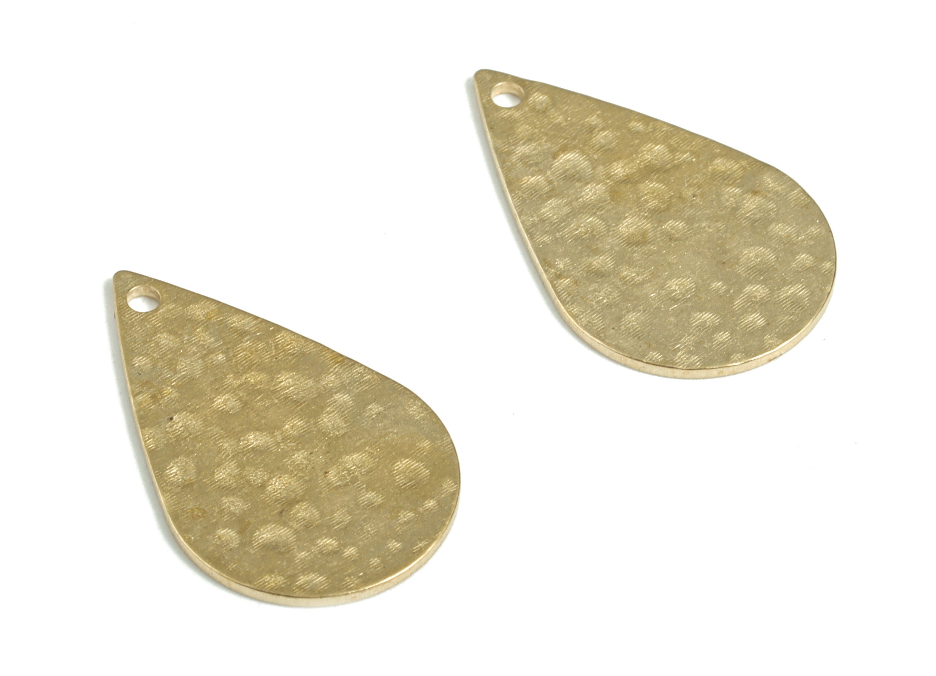 Brass Hammered Drop Earring Charms - Raw Brass Drop Pendant - Earring Findings - Jewelry Making Supplies - 22.14x13.81x0.77mm - PP3918 - DOMEDBAZAAR