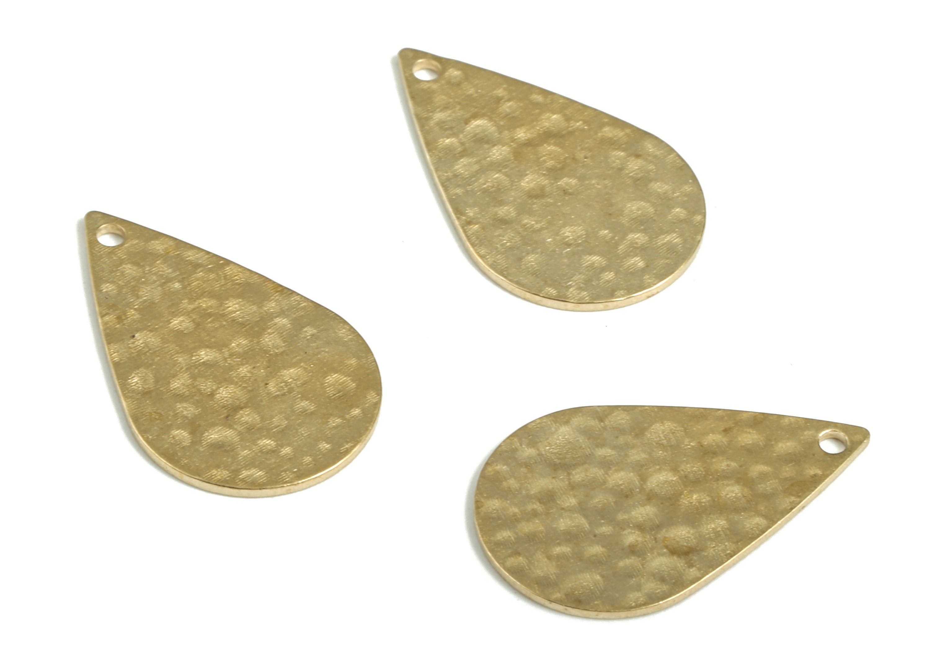 Brass Hammered Drop Earring Charms - Raw Brass Drop Pendant - Earring Findings - Jewelry Making Supplies - 22.14x13.81x0.77mm - PP3918 - DOMEDBAZAAR