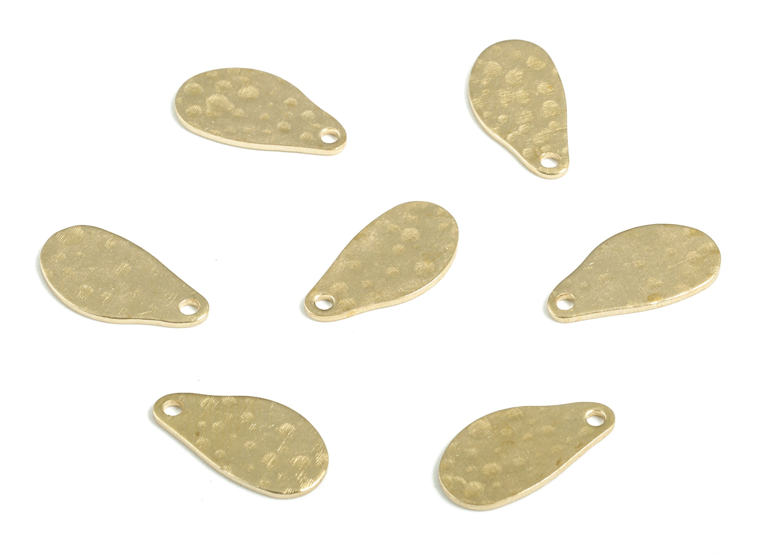 Brass Hammered Drop Earring Charms - Raw Brass Drop Pendant - Earring Findings - Jewelry Making Supplies - 14.44x7.56x0.75mm - PP3889 - DOMEDBAZAAR