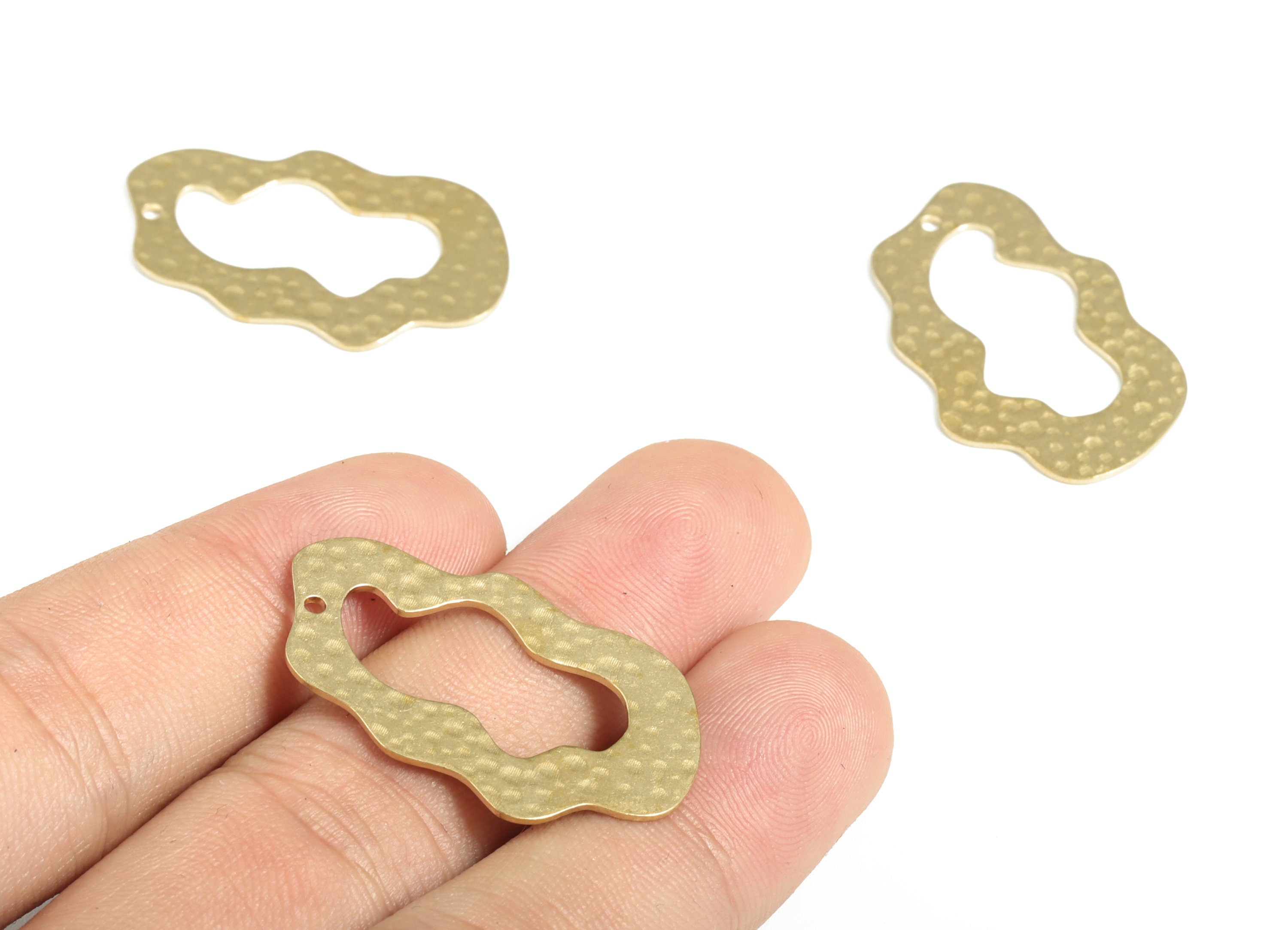 Brass Hammered Could Earring Charms - Raw Brass Could Pendant - Earring Findings - Jewelry Making Supplies - 33.81x20.33x0.83mm - PP3864 - DOMEDBAZAAR