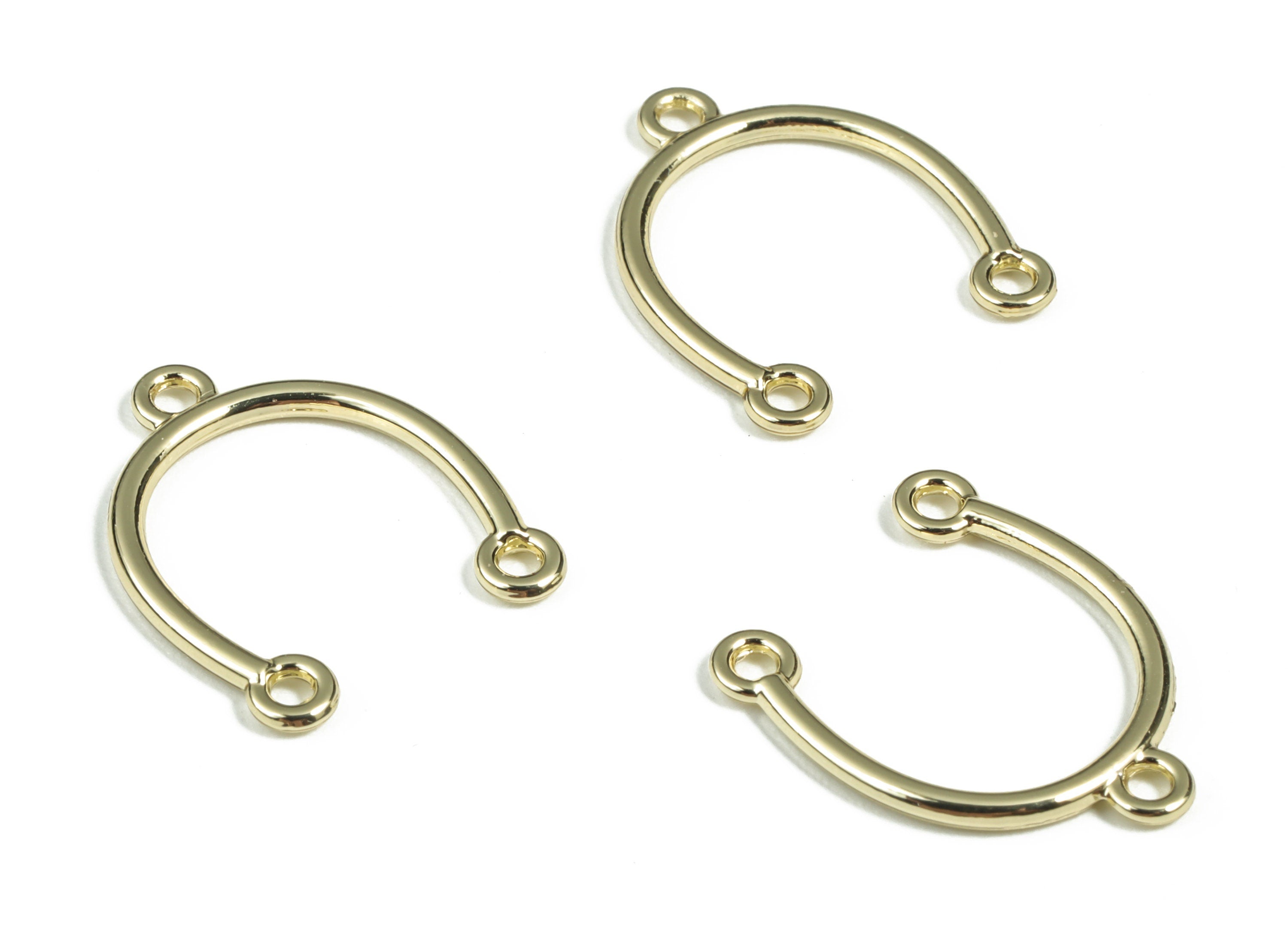 Alloy U Earring Charms – Alloy U Connector - Gold Tone Plated Alloy - Jewelry Making Supplies - 18.57x15.22x1.43mm - ZZ1965 - DOMEDBAZAAR