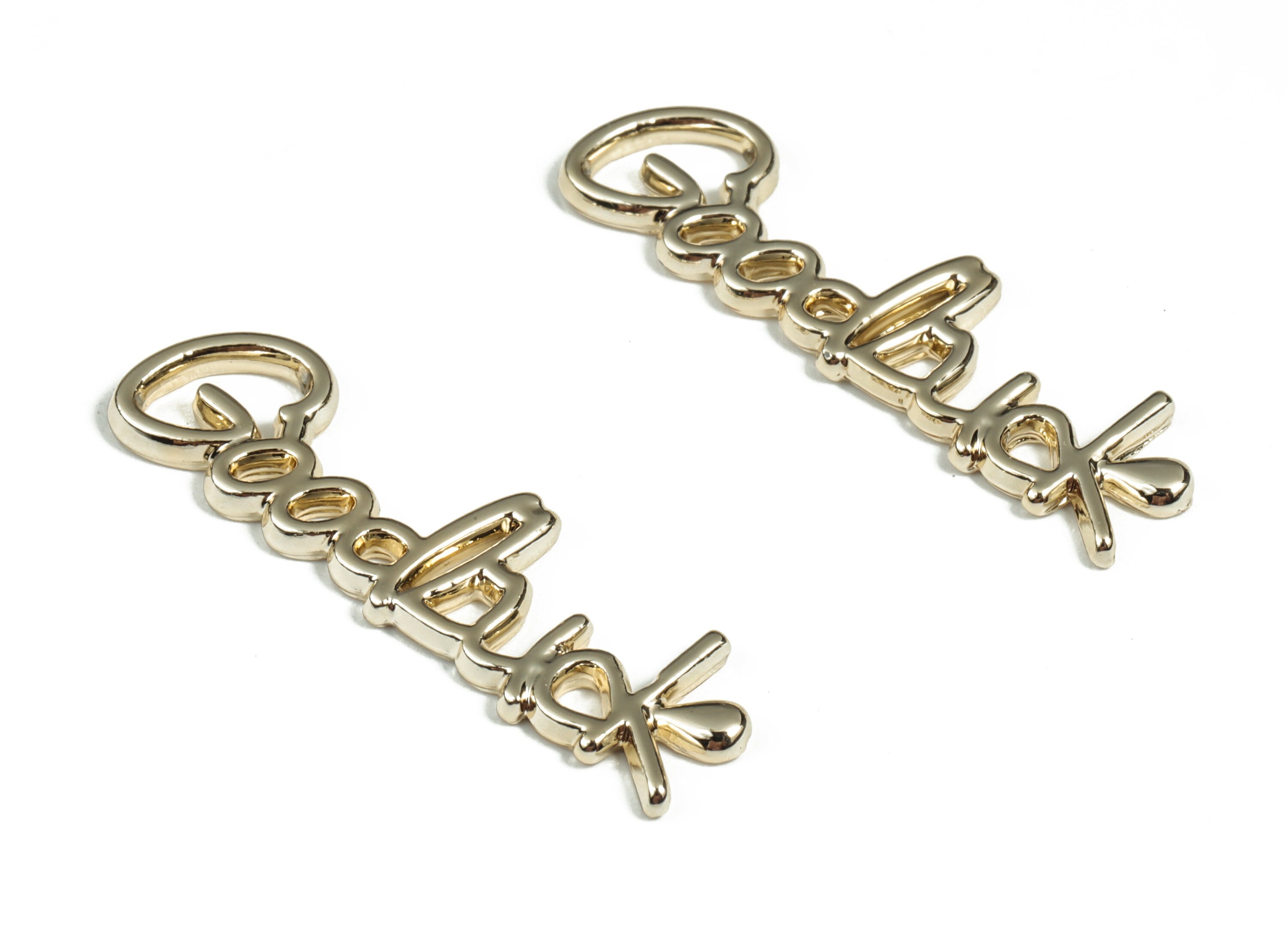 Alloy GoodLuck Earring Charms - Gold Alloy GoodLuck Pendant - Gold Tone Plated Alloy - Jewelry Making Supplies - 34.98x9.98x1.72mm - ZZ1767 - DOMEDBAZAAR