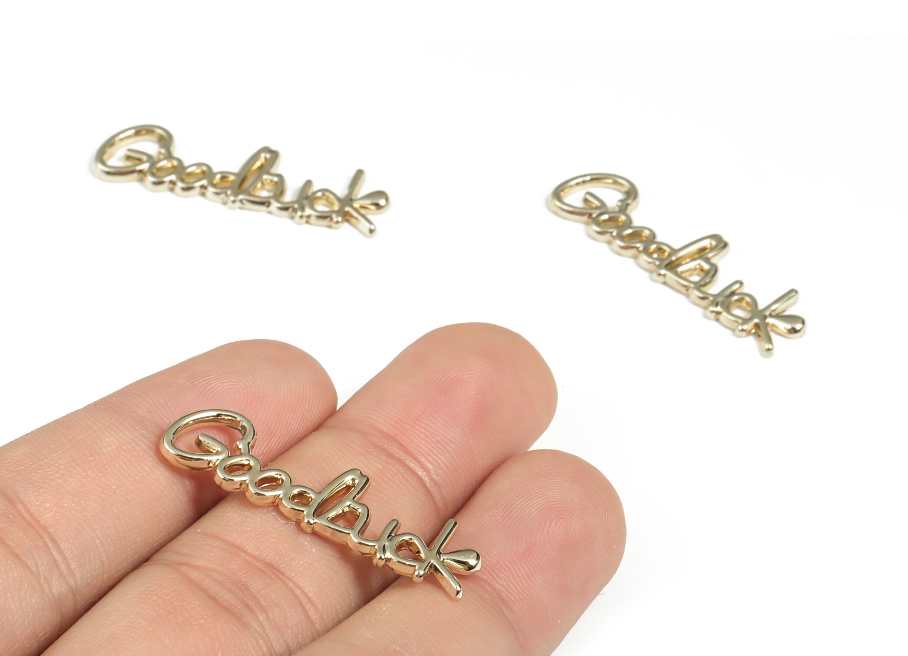 Alloy GoodLuck Earring Charms - Gold Alloy GoodLuck Pendant - Gold Tone Plated Alloy - Jewelry Making Supplies - 34.98x9.98x1.72mm - ZZ1767 - DOMEDBAZAAR