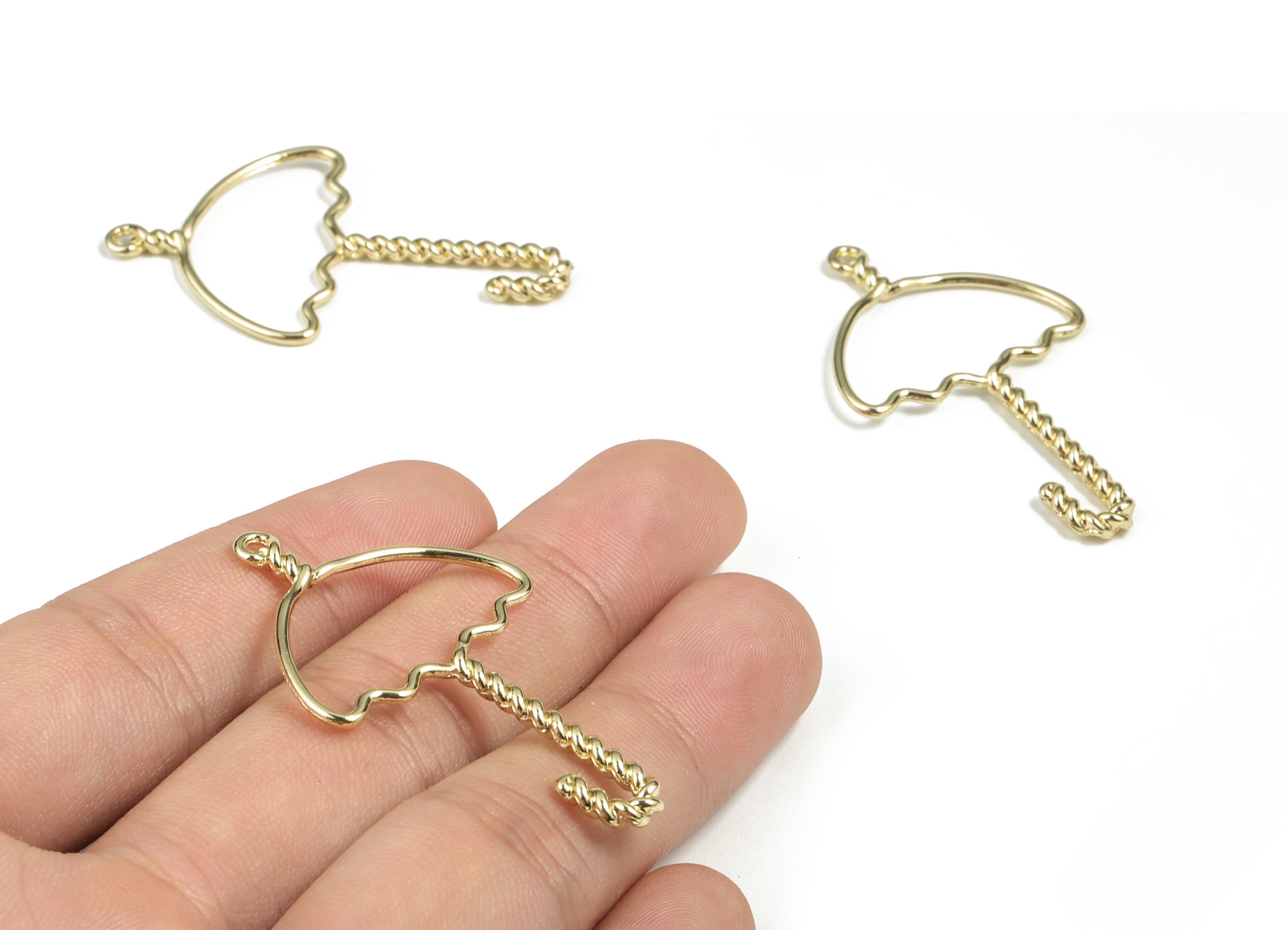 Alloy Umbrella Earring Charms - Gold Alloy Umbrella Pendant - Gold Tone Plated Alloy - Jewellery Making Supplies - 47.3x3.23x2.52mm - ZZ1772 - DOMEDBAZAAR