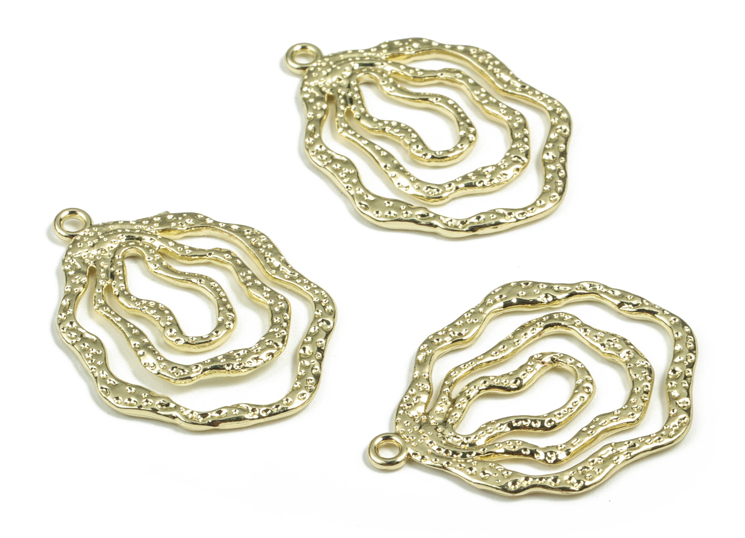 Alloy Irregular Earring Charms - Gold Alloy Irregular Pendant - Gold Tone Plated Alloy - Jewelry Making Supplies - 30.9x22.3x1.63mm - ZZ1770 - DOMEDBAZAAR