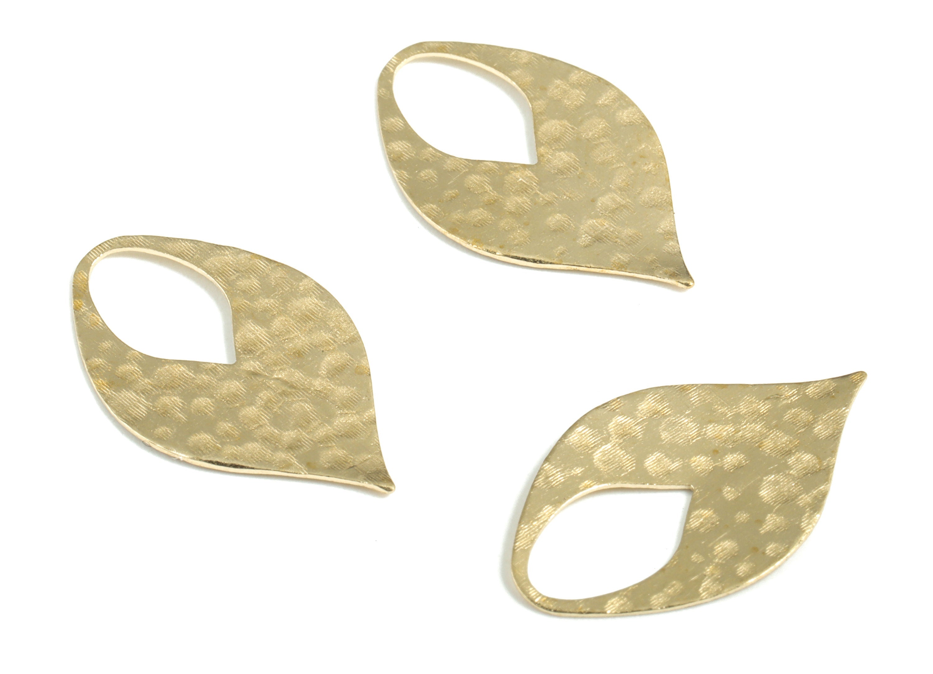 Brass Hammered Drop Earring Charms - Raw Brass Drop Pendant - Earring Findings - Jewelry Making Supplies - 21.89x13.02x0.55mm - PP3919 - DOMEDBAZAAR