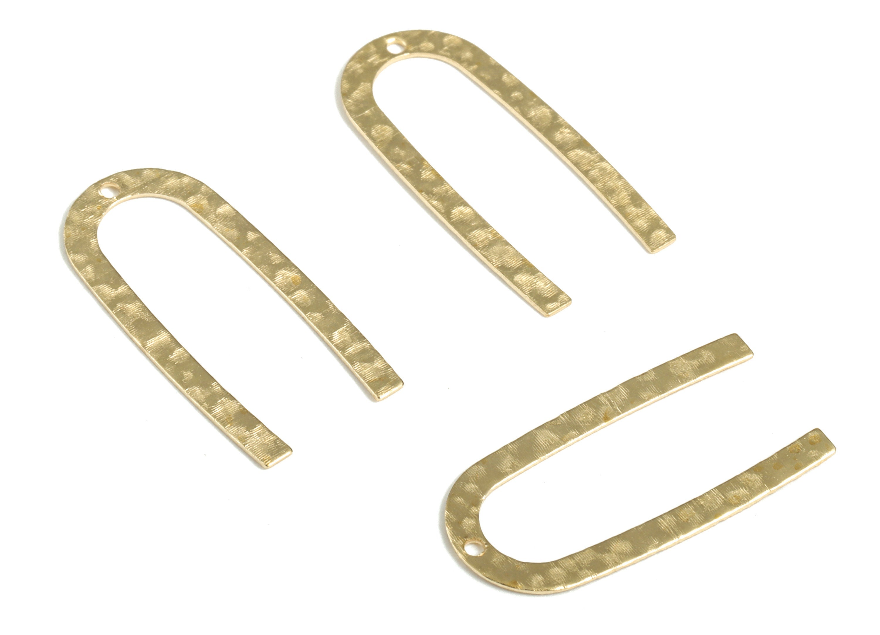 Brass Hammered U Earring Charms - Raw Brass U Pendant - Earring Findings - Jewelry Making Supplies - 27.02x12.84x0.48mm - PP3913 - DOMEDBAZAAR