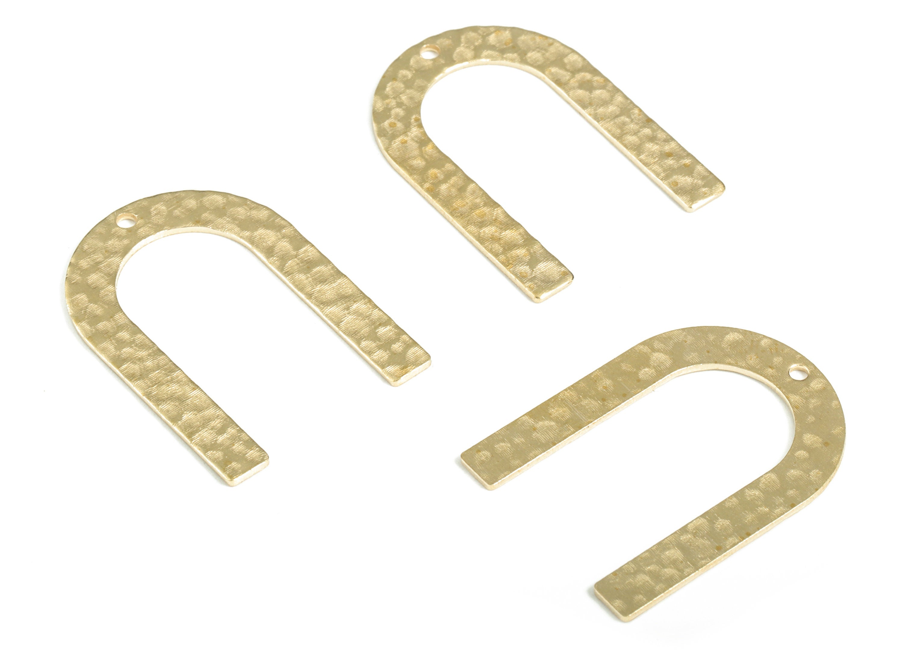 Brass Hammered U Earring Charms - Raw Brass U Pendant - Earring Findings - Jewelry Making Supplies - 28x20.02x0.76mm - PP3886 - DOMEDBAZAAR
