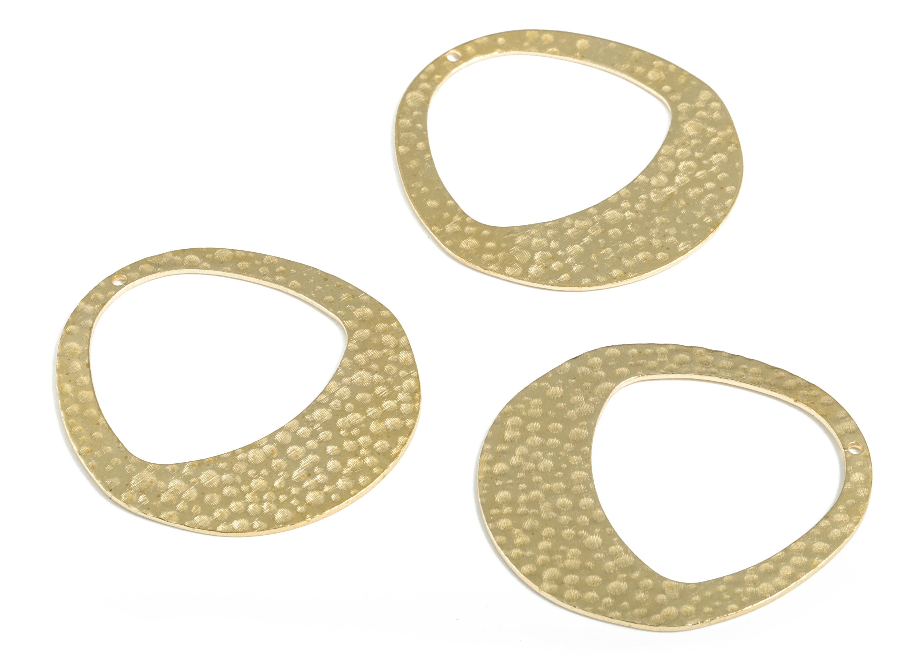 Brass Hammered Oval Earring Charms - Raw Brass Triangle Pendant - Earring Findings - Jewelry Making Supplies - 40.19x37.5x0.9mm - PP3884 - DOMEDBAZAAR