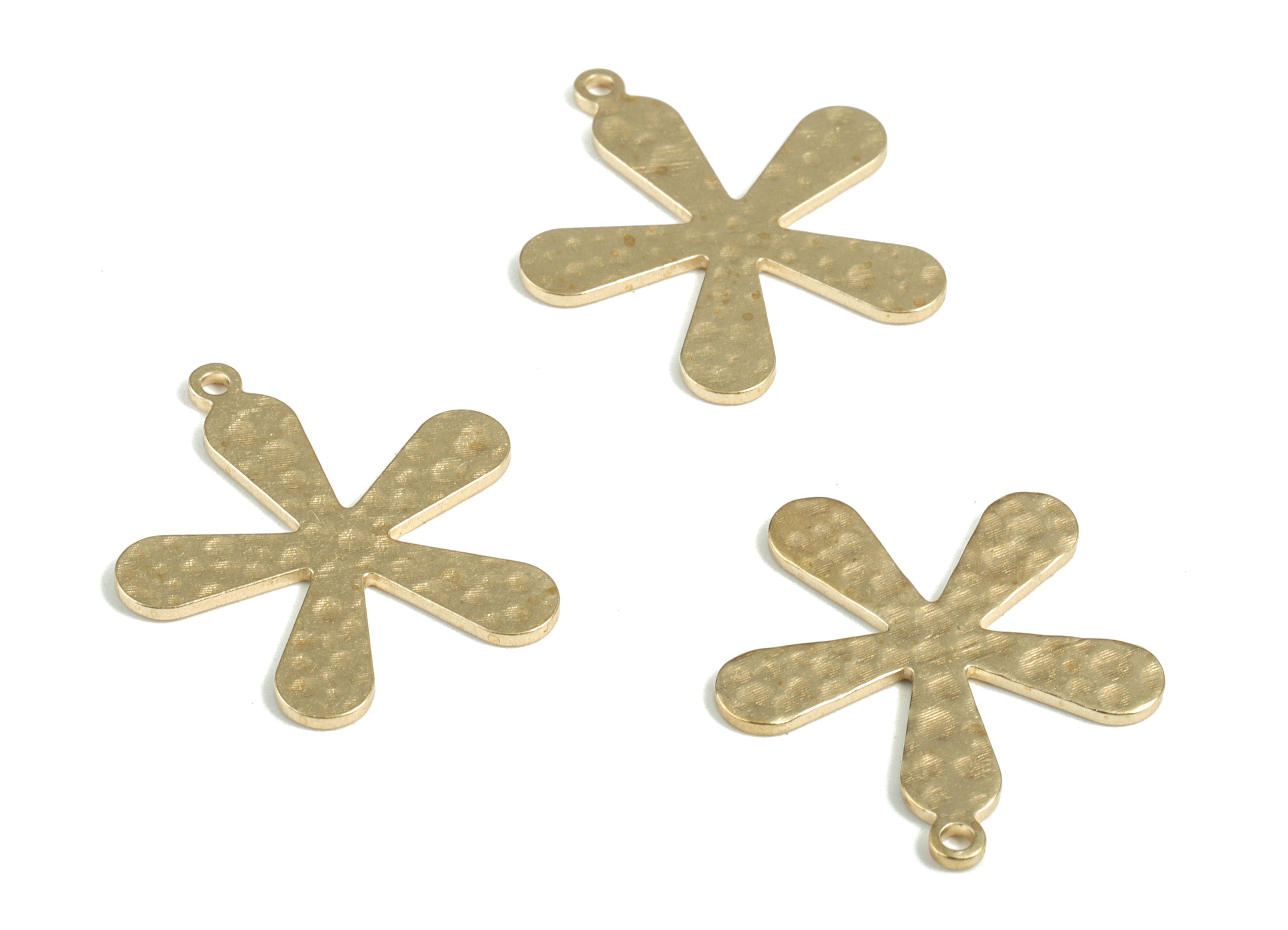 Brass Hammered Flower Earring Charms - Raw Brass Flower Pendant - Earring Findings - Jewelry Making Supplies - 23.78x21.13x0.94mm - PP3891 - DOMEDBAZAAR