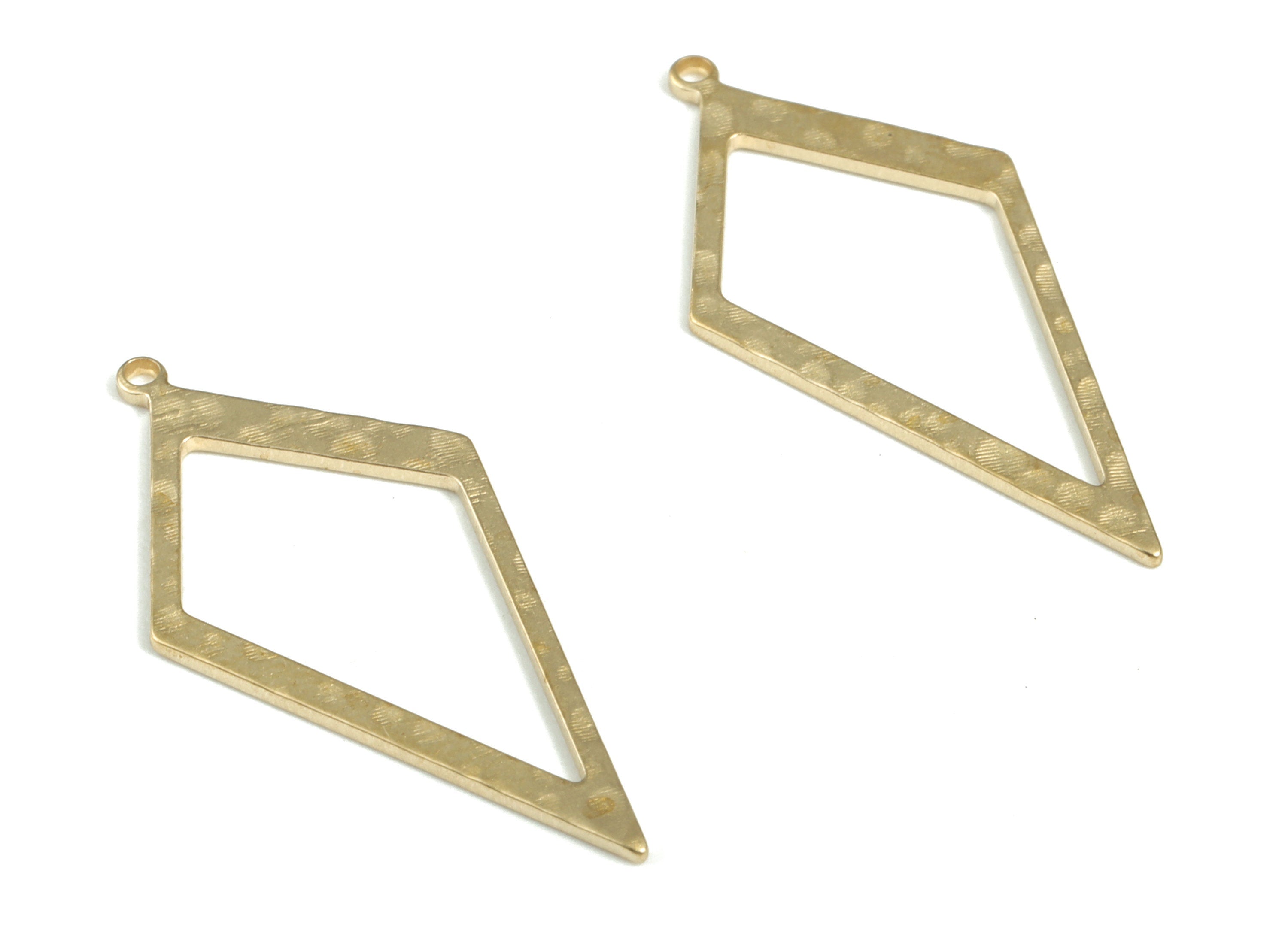 Brass Hammered Diamond Earring Charms - Raw Brass Diamond Pendant - Earring Findings - Jewelry Making Supplies - 28.36x13.95x0.82mm - PP3878 - DOMEDBAZAAR
