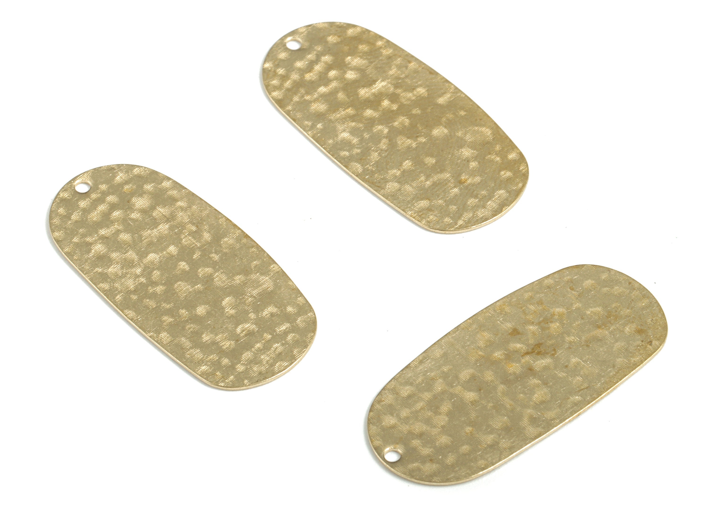Brass Hammered Oval Earring Charms - Raw Brass Oval Pendant - Earring Findings - Jewelry Making Supplies - 29.78x14.2x0.48mm - PP3906 - DOMEDBAZAAR