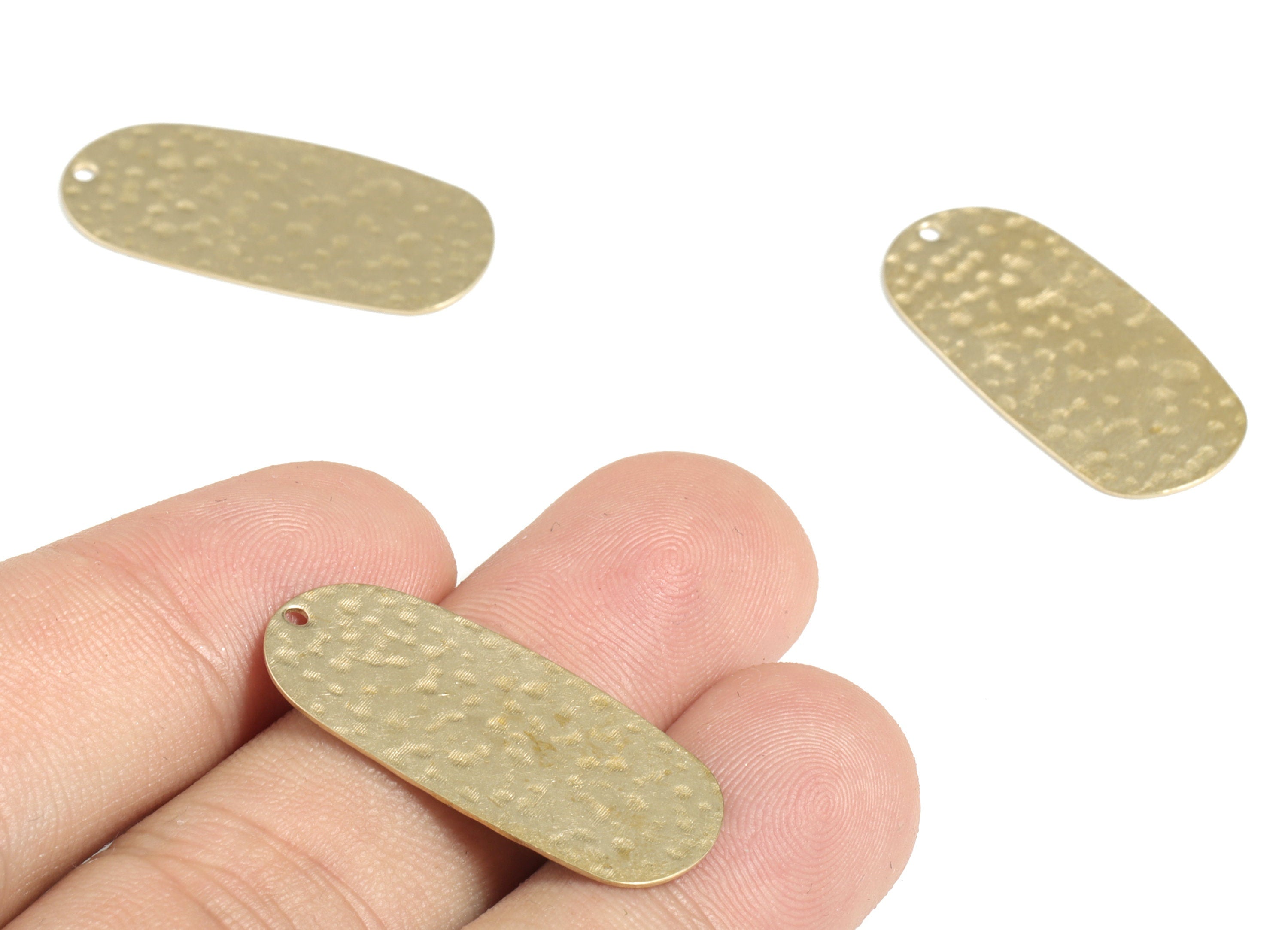 Brass Hammered Oval Earring Charms - Raw Brass Oval Pendant - Earring Findings - Jewelry Making Supplies - 29.78x14.2x0.48mm - PP3906 - DOMEDBAZAAR