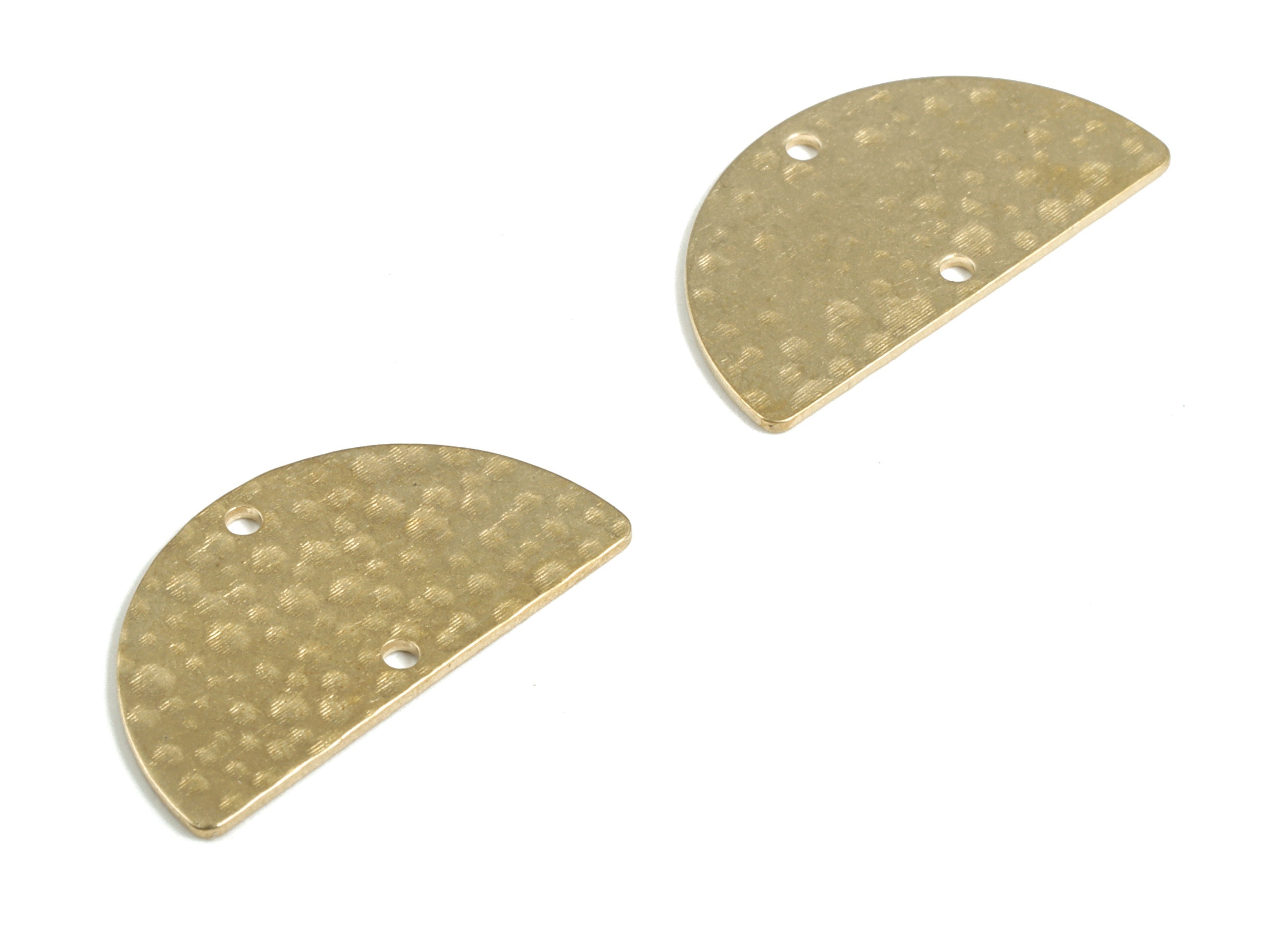 Brass Hammered Half Moon Connector - Raw Brass Semi circle Earring Charms - 2 Holes - Jewelry Making Supplies - 24.39x13.1x0.78mm - PP3907 - DOMEDBAZAAR