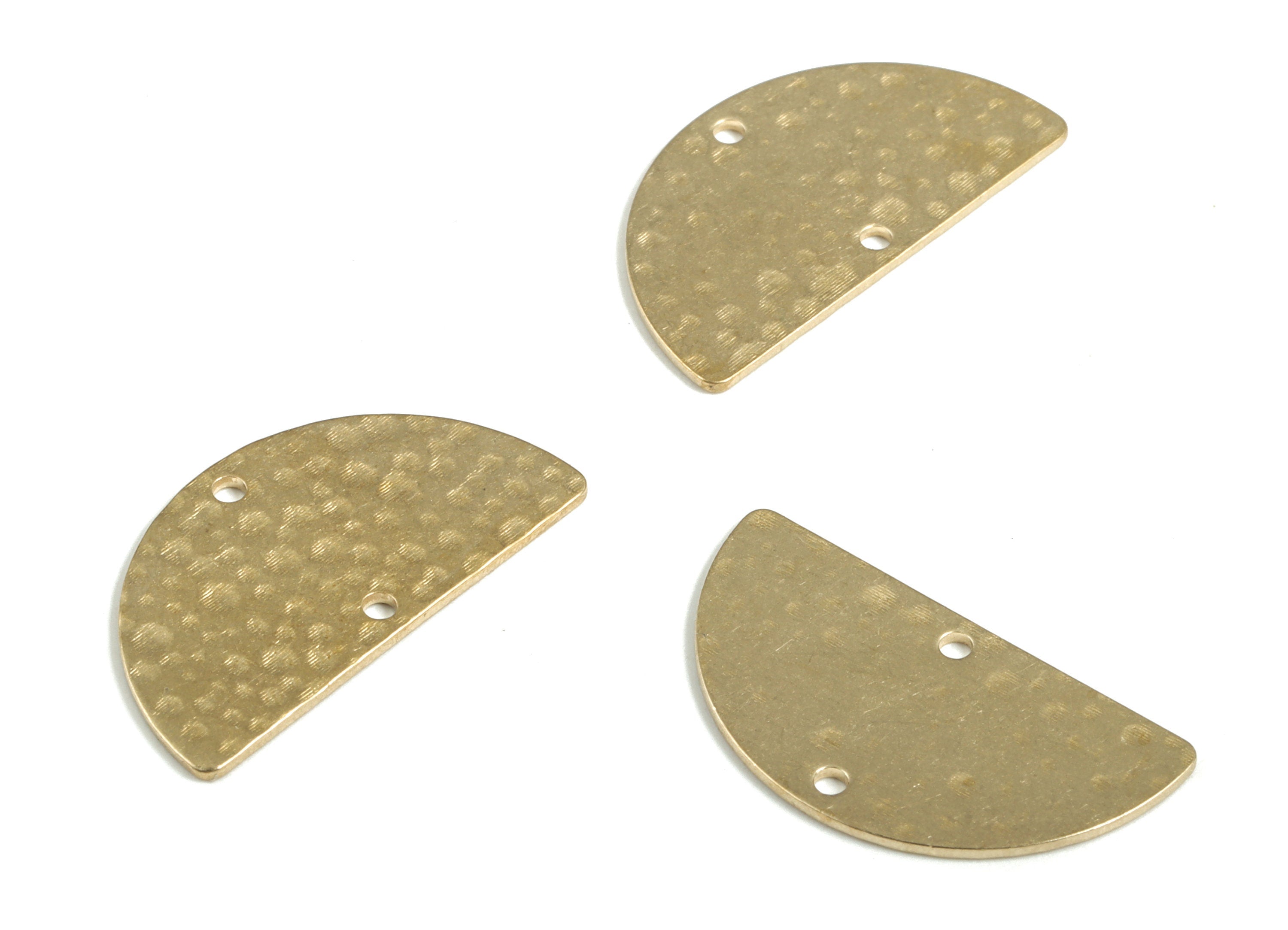 Brass Hammered Half Moon Connector - Raw Brass Semi circle Earring Charms - 2 Holes - Jewelry Making Supplies - 24.39x13.1x0.78mm - PP3907 - DOMEDBAZAAR