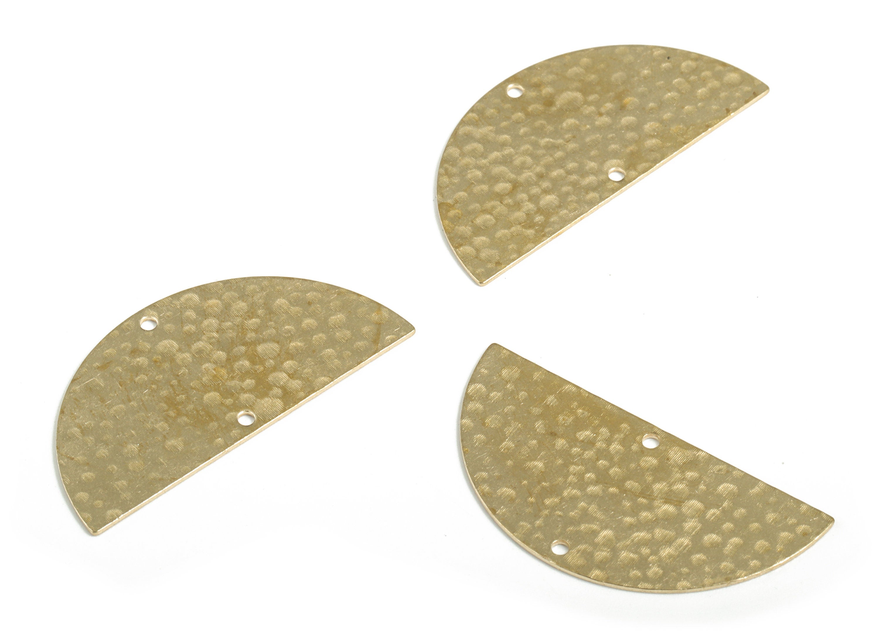 Brass Hammered Half Moon Connector - Raw Brass Semi circle Earring Charms - 2 Holes - Jewelry Making Supplies - 35.82x17.50x0.59mm - PP3857 - DOMEDBAZAAR