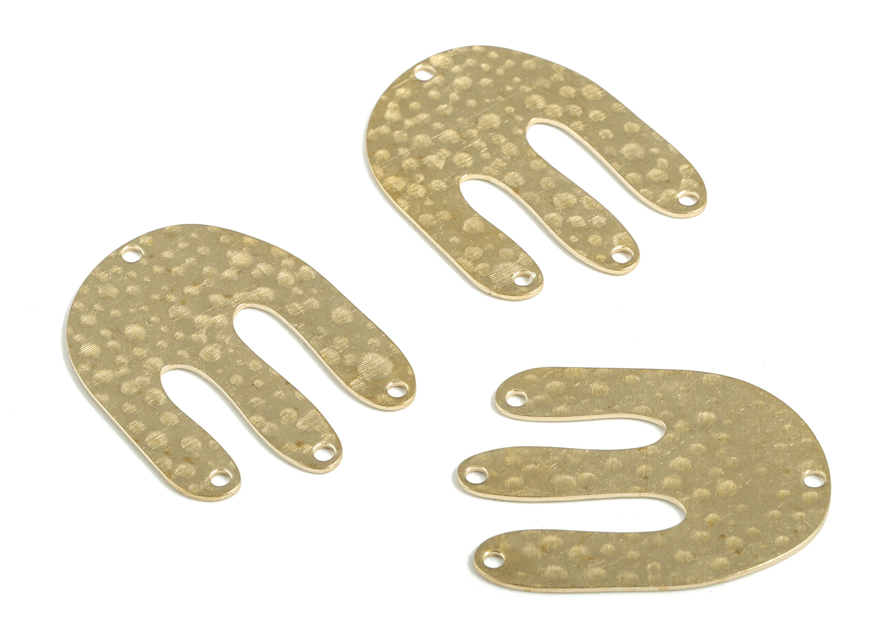 Brass Hammered M Earring Connector - Raw Brass M Earring Charms - 4 Holes - Jewelry Making Supplies - 26.1x19.98x0.59mm - PP3924 - DOMEDBAZAAR