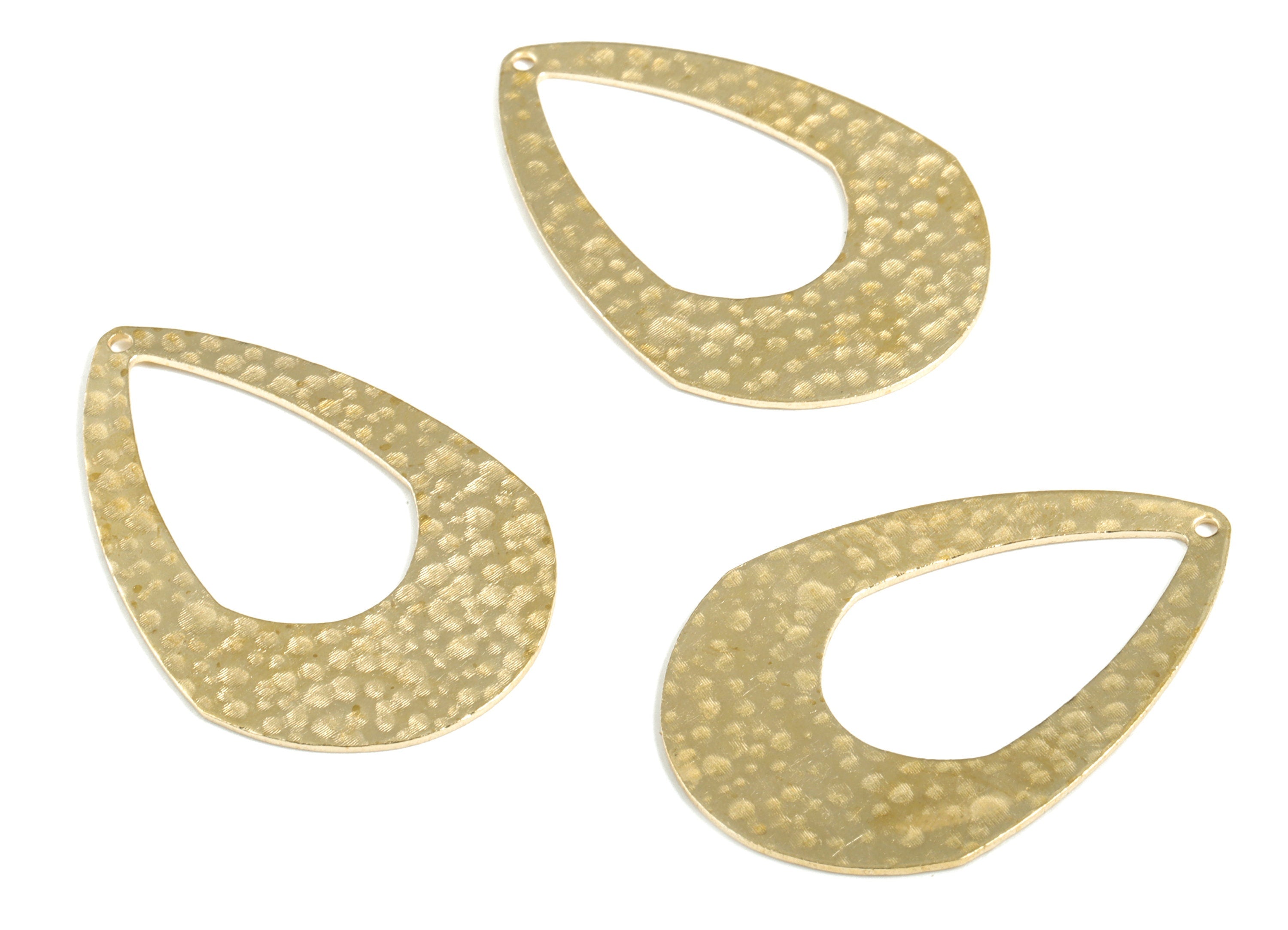 Brass Hammered Drop Earring Charms - Raw Brass Drop Pendant - Earring Findings - Jewelry Making Supplies - 41.07x27.56x0.89mm - PP3917 - DOMEDBAZAAR