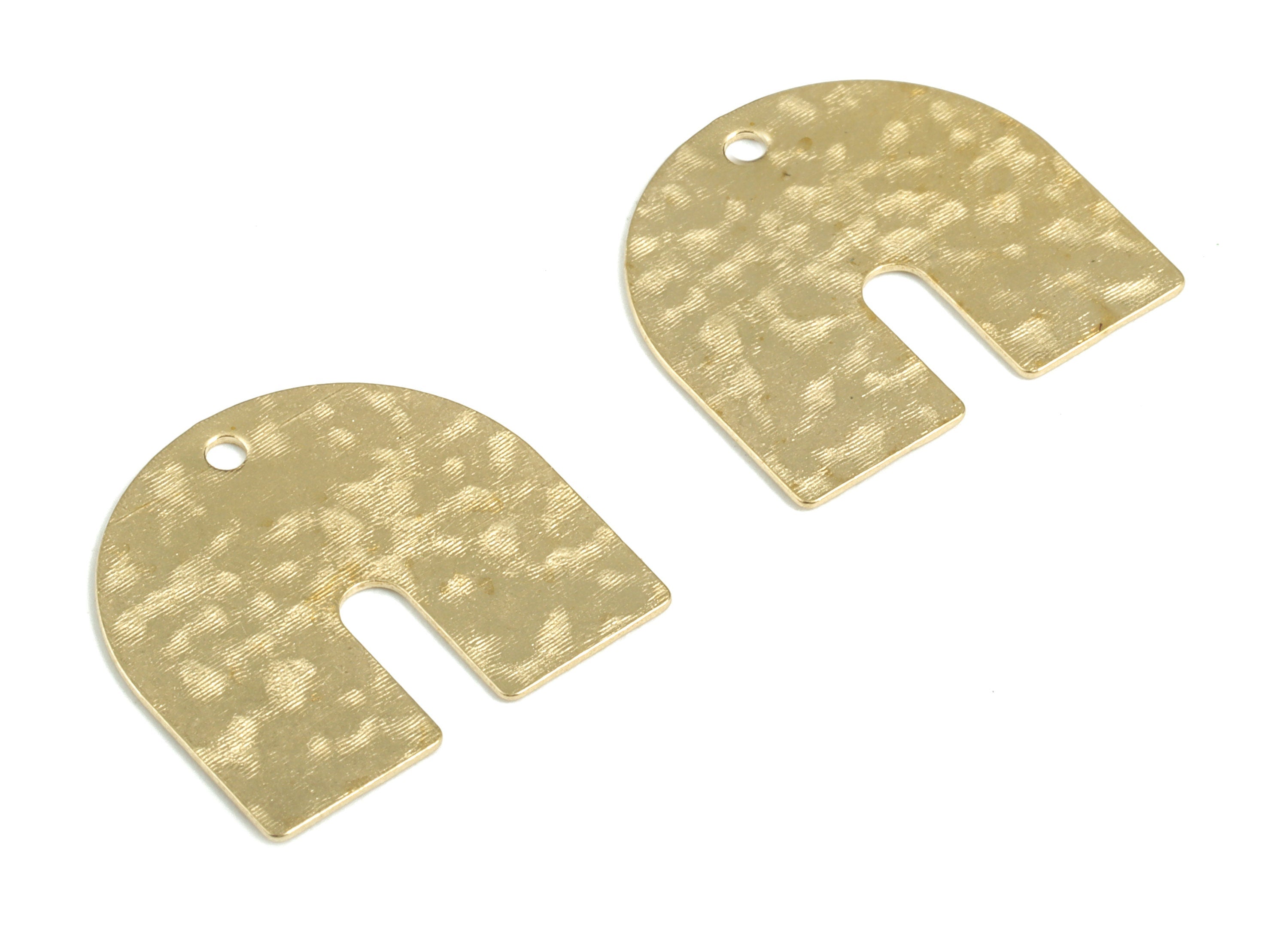 Brass Hammered U Earring Charms - Raw Brass U Pendant - Earring Findings - Jewellery Making Supplies - 16.98x15.99x0.47mm - PP3893 - DOMEDBAZAAR