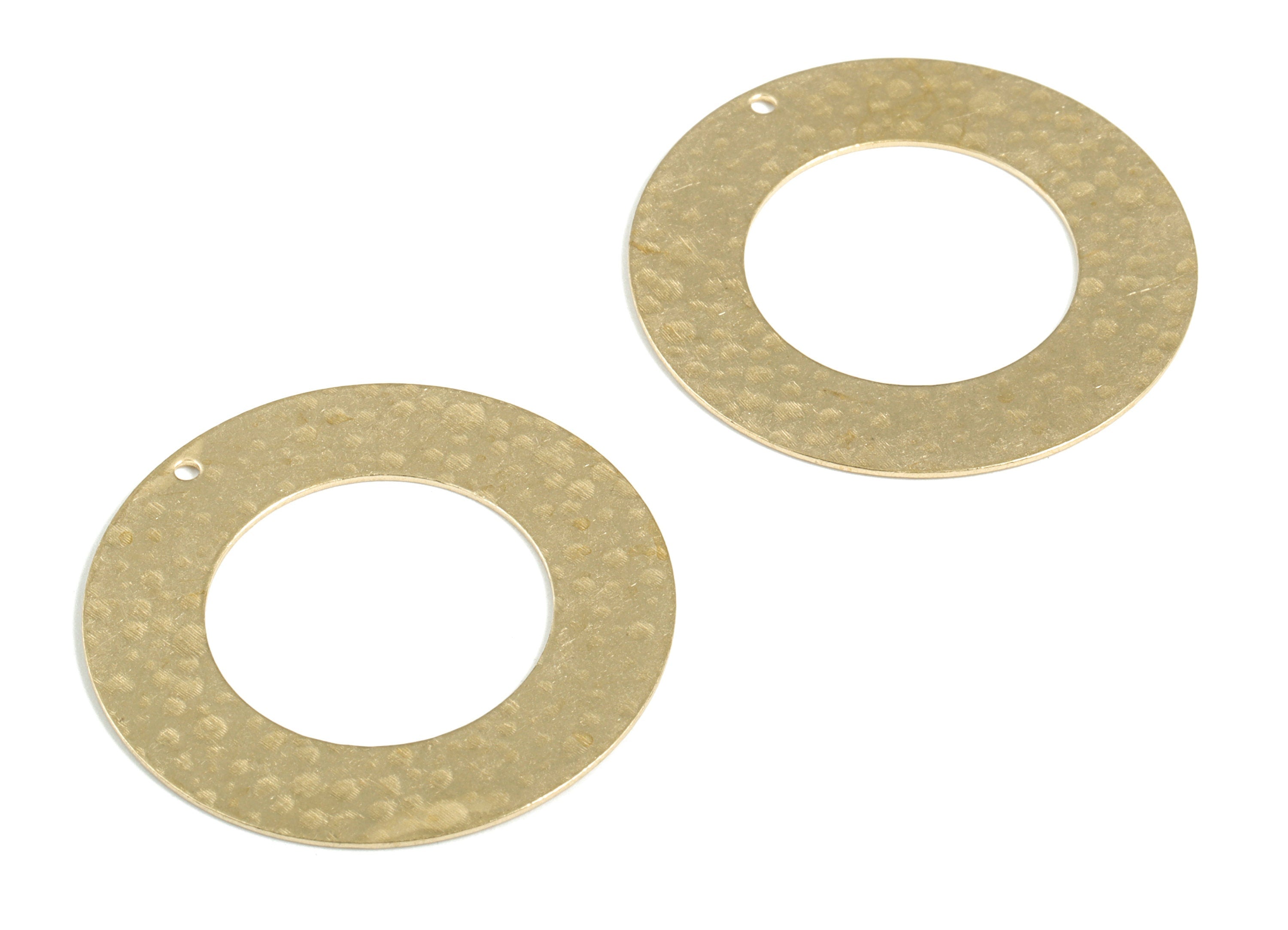 Brass Hammered Round Earring Charms - Raw Brass Circle Pendant - Earring Findings - Jewelry Making Supplies - 35.02x35.02x0.61mm - PP3911 - DOMEDBAZAAR