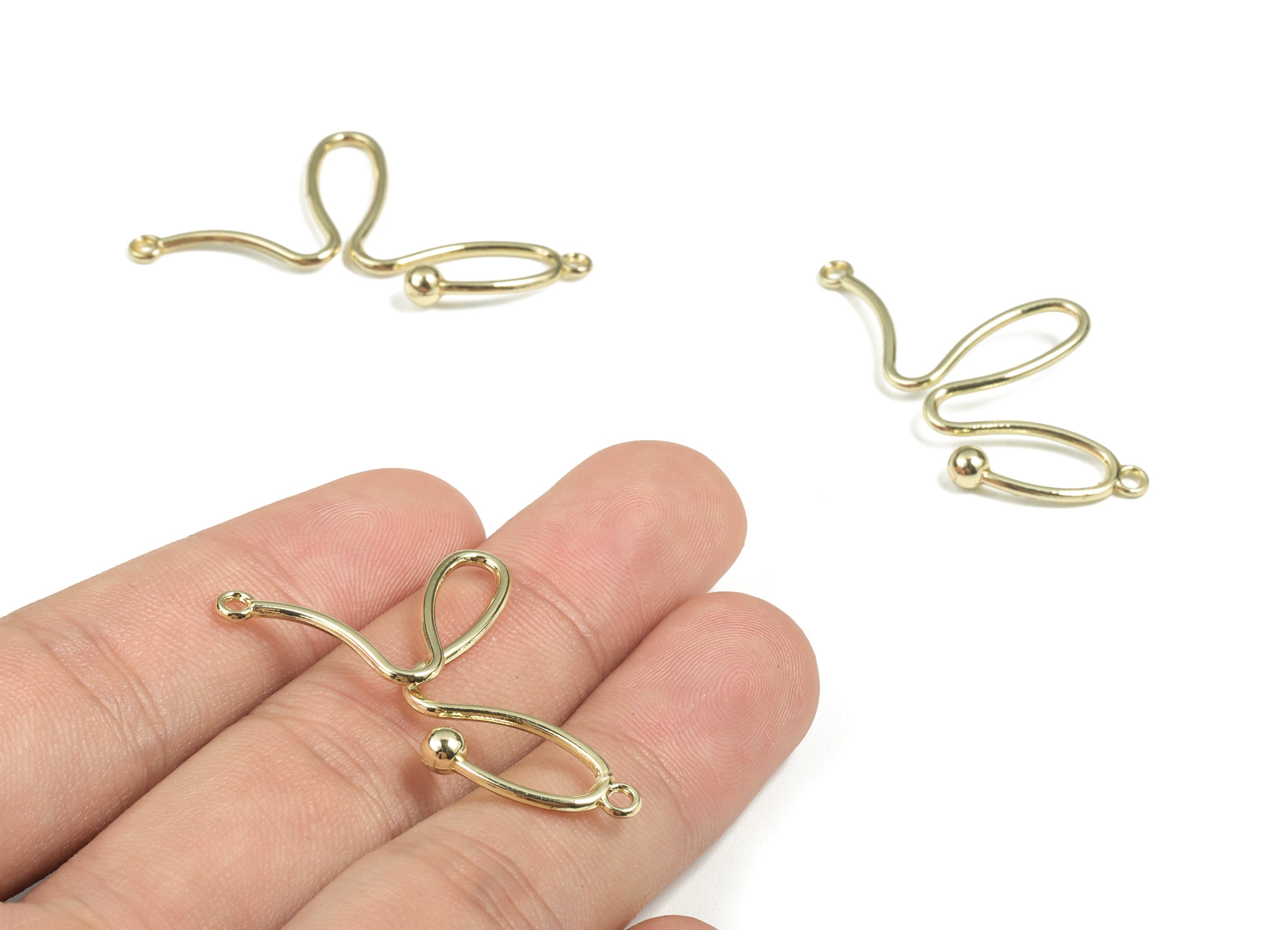 Alloy Geometry Earring Charms - Gold Alloy Geometry Connector - Gold Tone Plated Alloy - Jewelry Supplies - 44.64x25.16x3.99mm - ZZ1784 - DOMEDBAZAAR