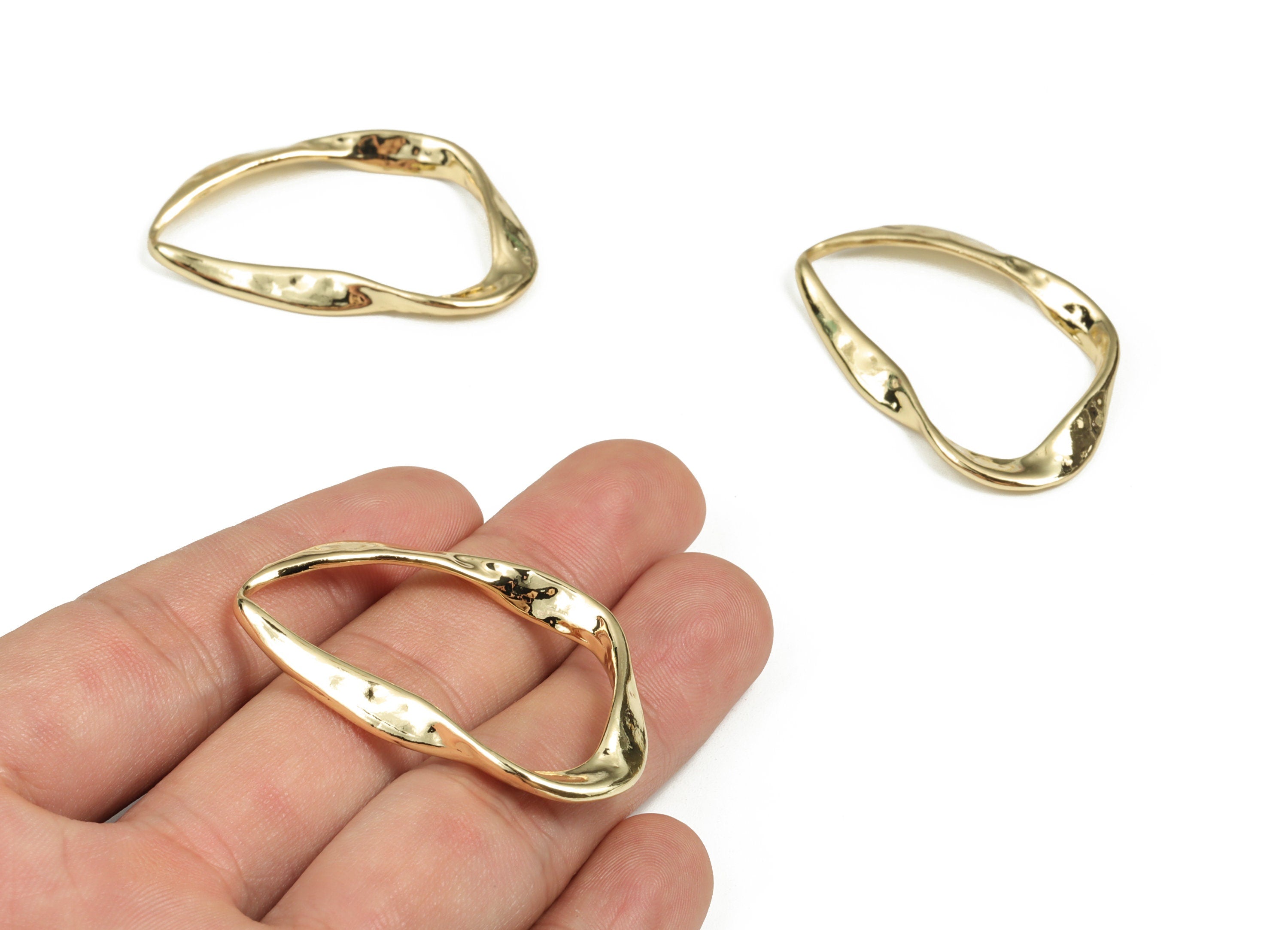 Alloy Geometry Earring Charms - Zinc AlloyGeometry Pendant - Gold Tone Plated Alloy - Jewelry Making Supplies - 44.53x28.13x3.49mm - ZZ1797 - DOMEDBAZAAR
