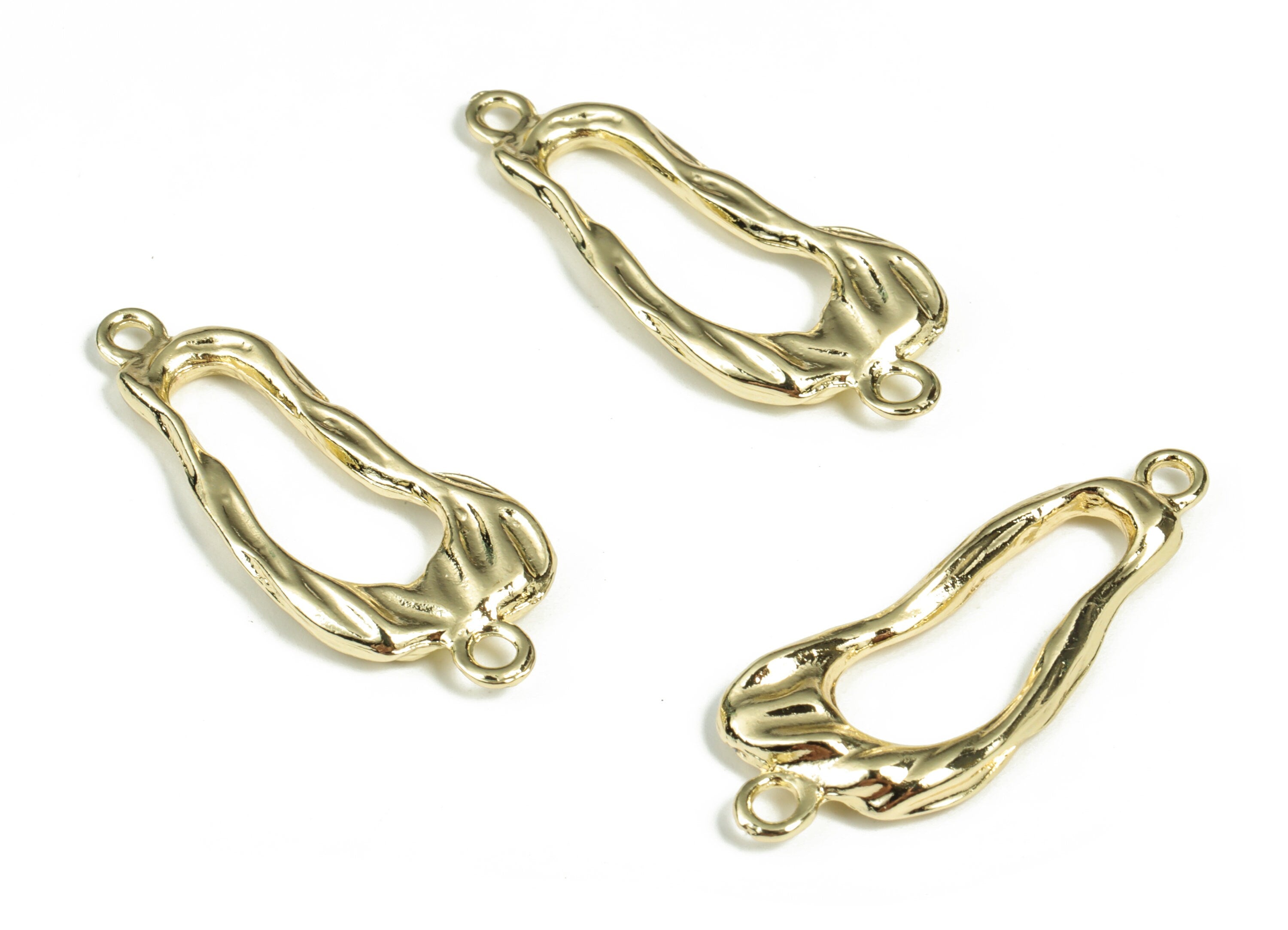 Alloy Irregular Earring Connector - Zinc Alloy Geometry Charms - Gold Tone Plated Alloy - Jewelry Supplies - 38.46x14.76x3.64mm - ZZ1798 - DOMEDBAZAAR