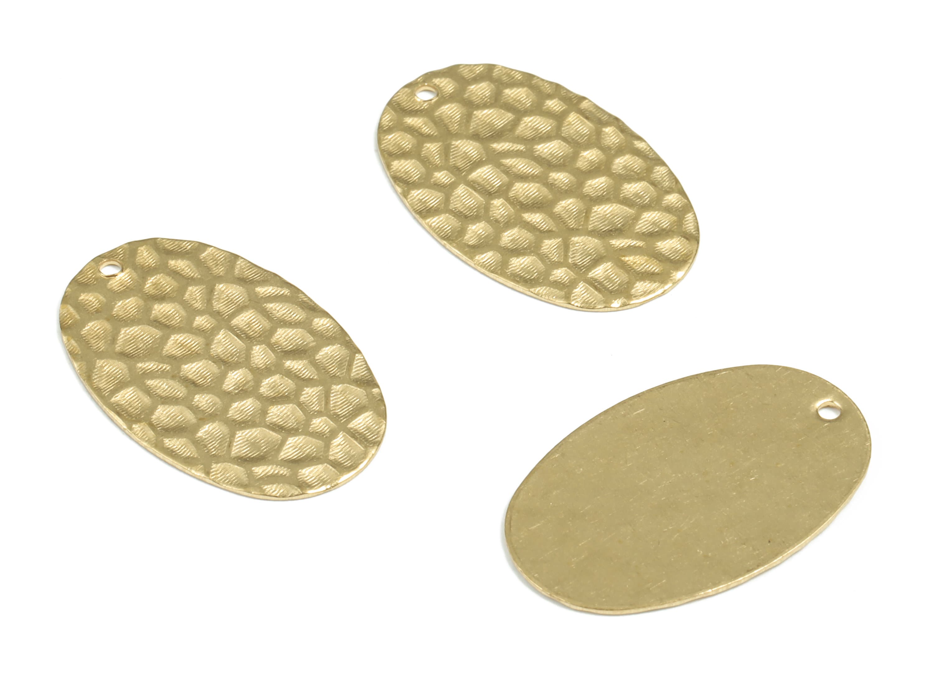 Brass Hammered Oval Earring Charms - Raw Brass Oval Pendant - Earring Findings - DIY Jewelry Supplies - 26.51x17.09x0.67mm - PP3959 - DOMEDBAZAAR
