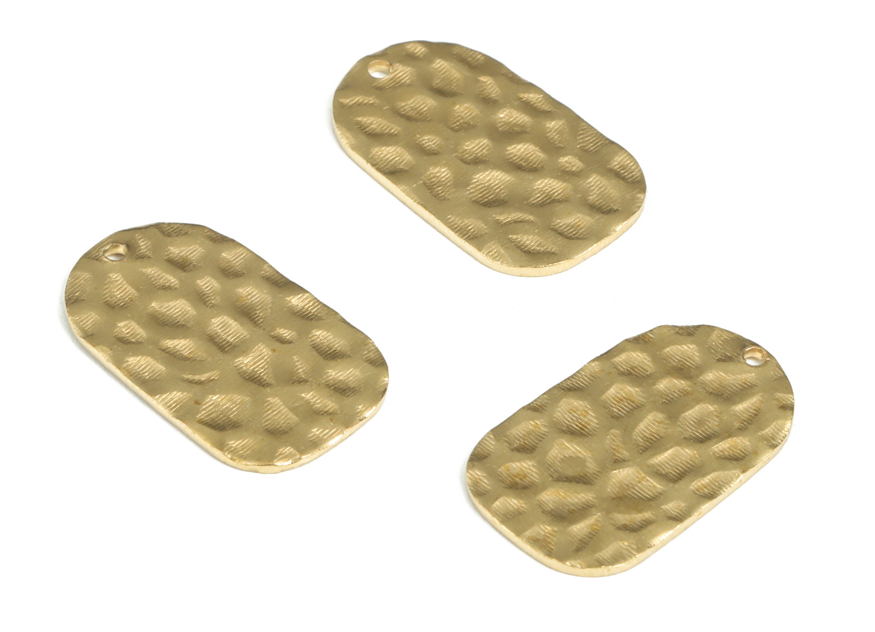 Brass Hammered Oval Earring Charms - Raw Brass Oval Pendant - Earring Findings - DIY Jewelry Supplies - 19.12x11.51x0.79mm - PP3960 - DOMEDBAZAAR