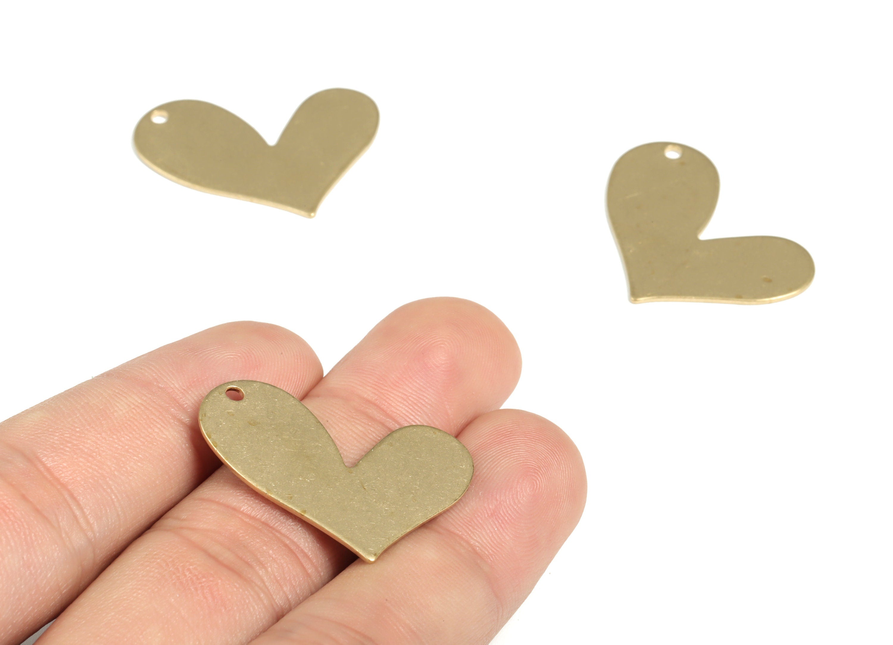 Brass Heart Earring Charms - Raw Brass Heart Pendant - Earring Findings - Jewelry Making Supplies - 29.87x21.41x0.79mm - PP3957 - DOMEDBAZAAR