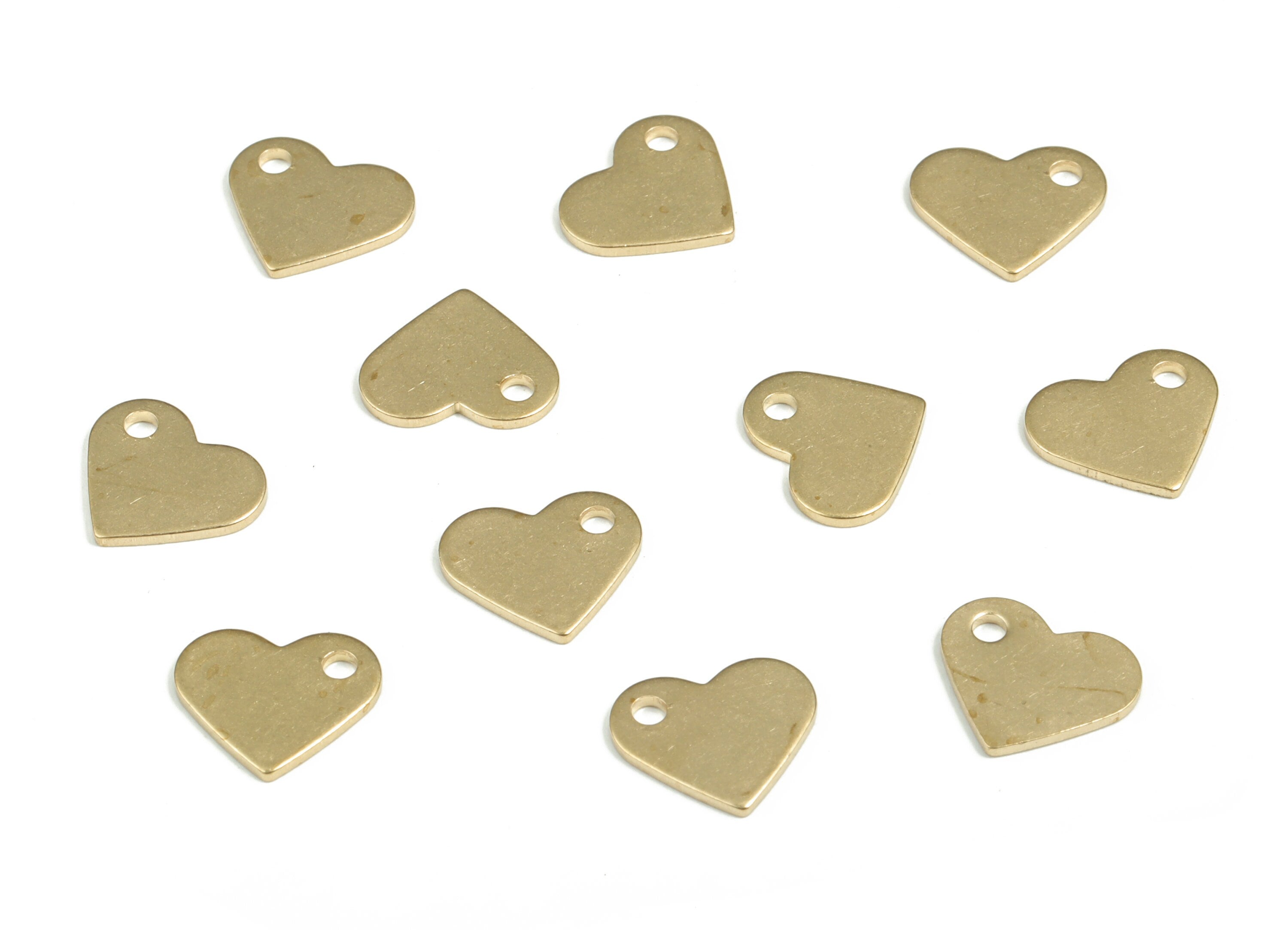 Brass Heart Earring Charms - Raw Brass Heart Pendant - Earring Findings - Jewelry Making Supplies - 12.02x10.4x0.98mm - PP3956 - DOMEDBAZAAR