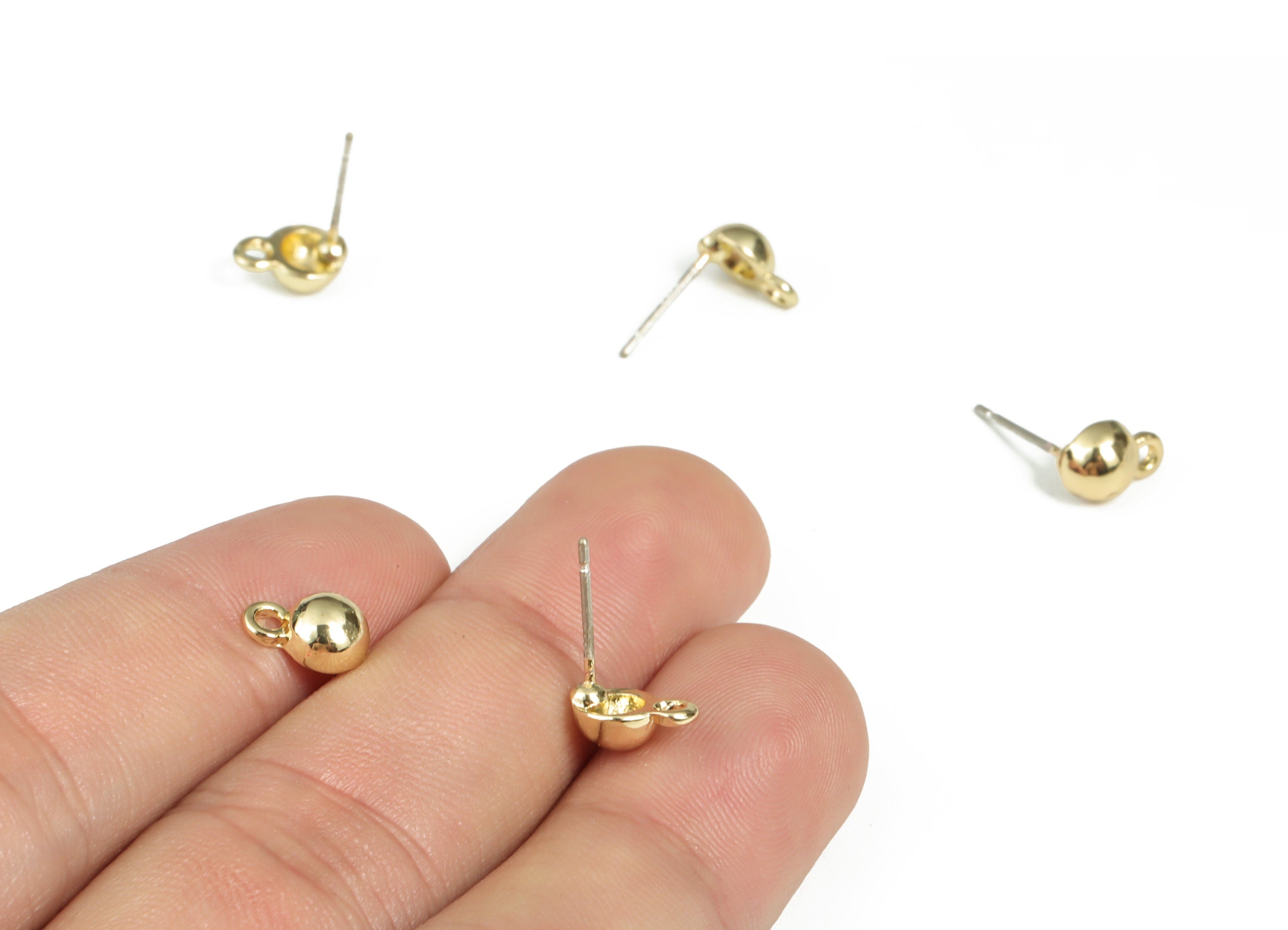 Alloy Round Earring Stud - Zinc Alloy Round Earring Post - Silver Stud - Gold Tone Plated - Jewelry Supplies - 8.74x5.98x3.98mm - ZZ1796 - DOMEDBAZAAR