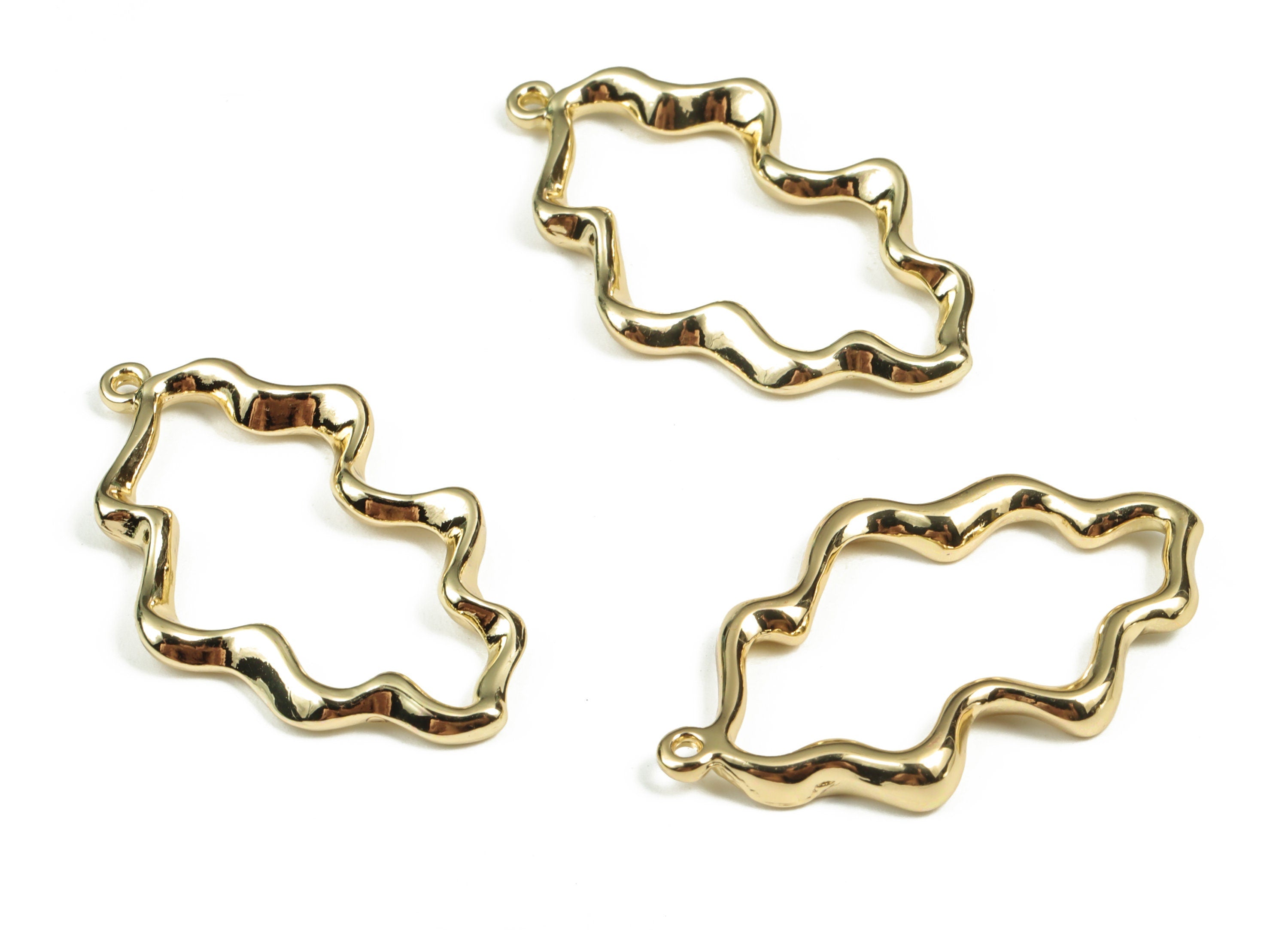 Alloy Geometry Earring Charms - Zinc Alloy Geometry Pendant - Gold Tone Plated Alloy - Jewelry Making Supplies - 37.96x22.24x3.32mm - ZZ1795 - DOMEDBAZAAR